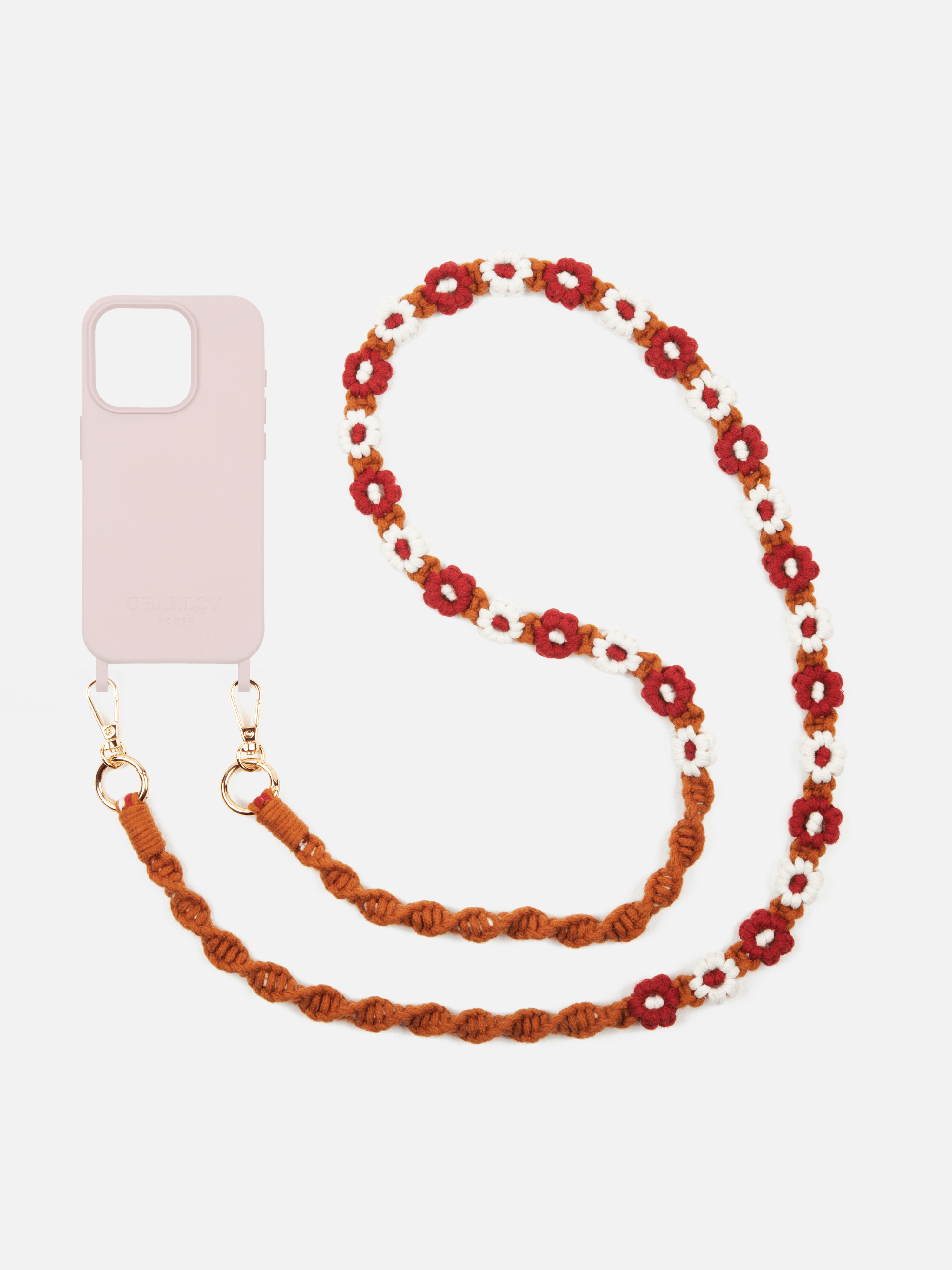 Powder Pink Shell + Burgundy Flower Braid