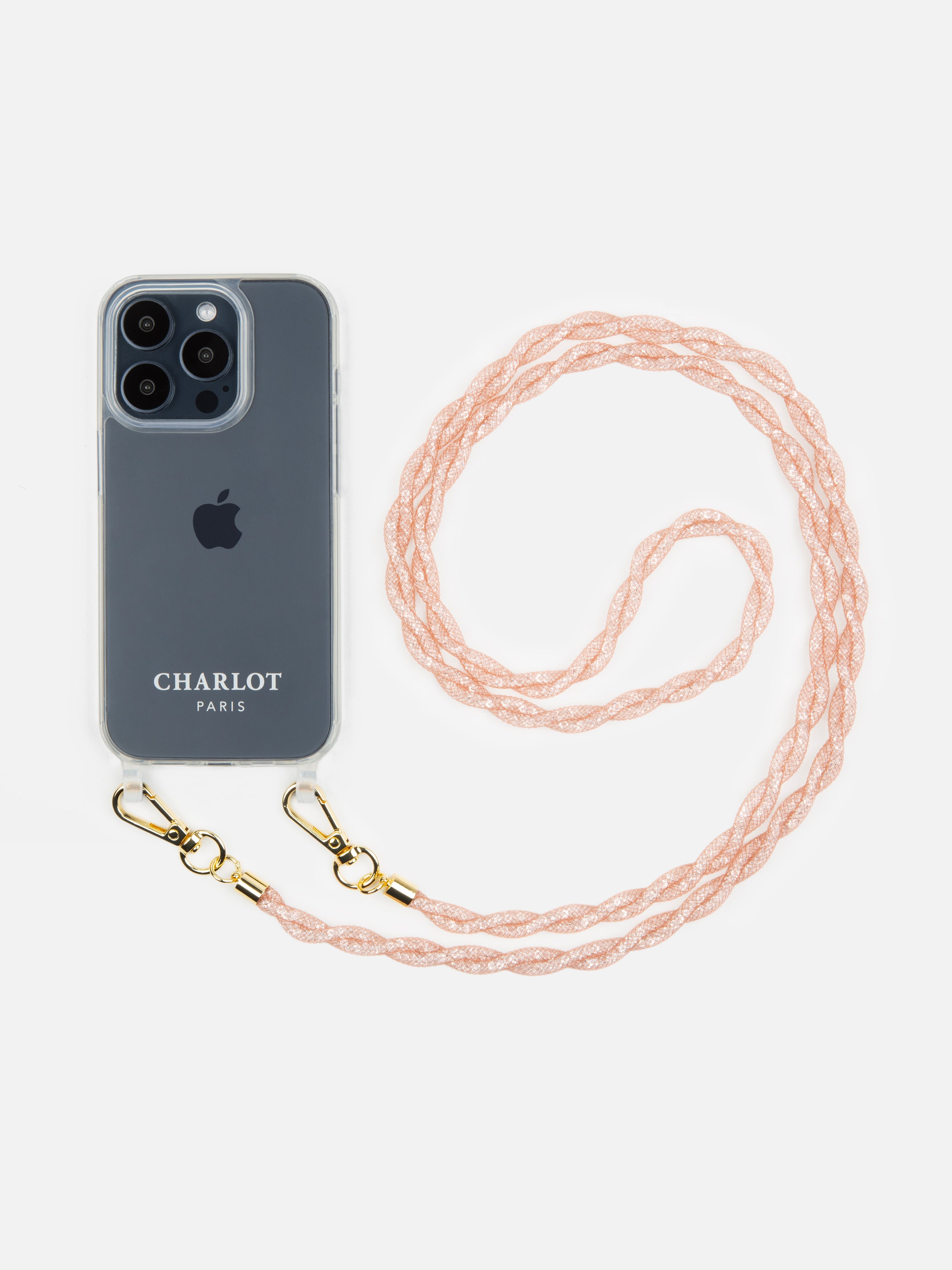 Coque Clear + Mia Strass Rose