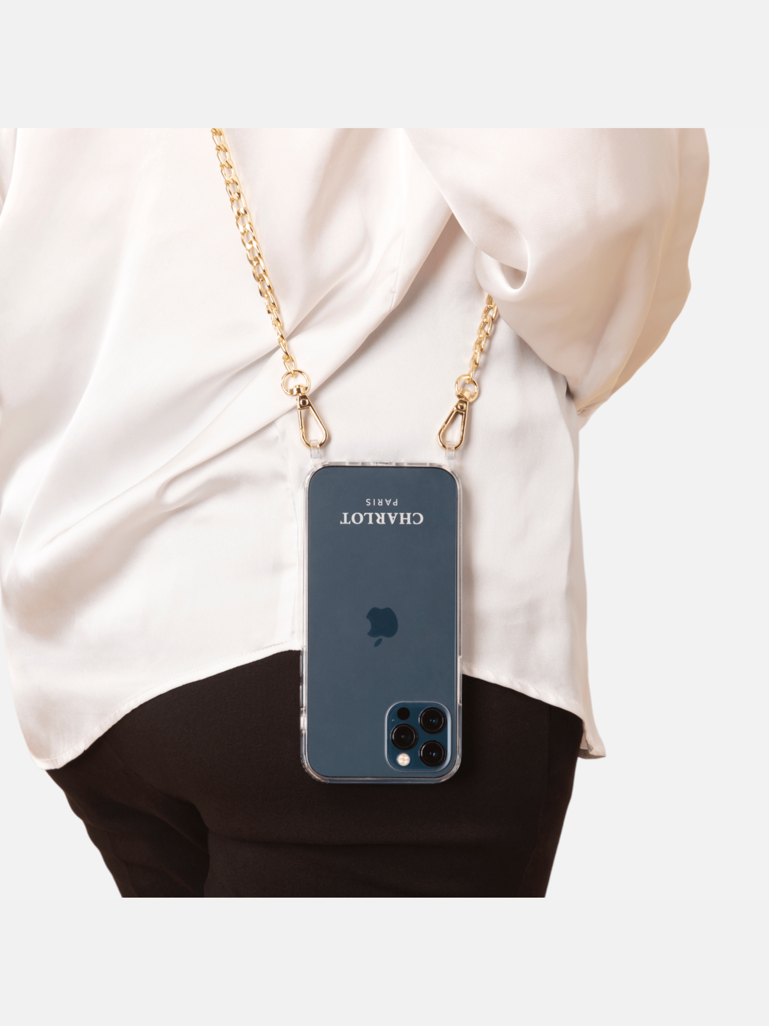 Coque Clear + Chaîne Joy Or