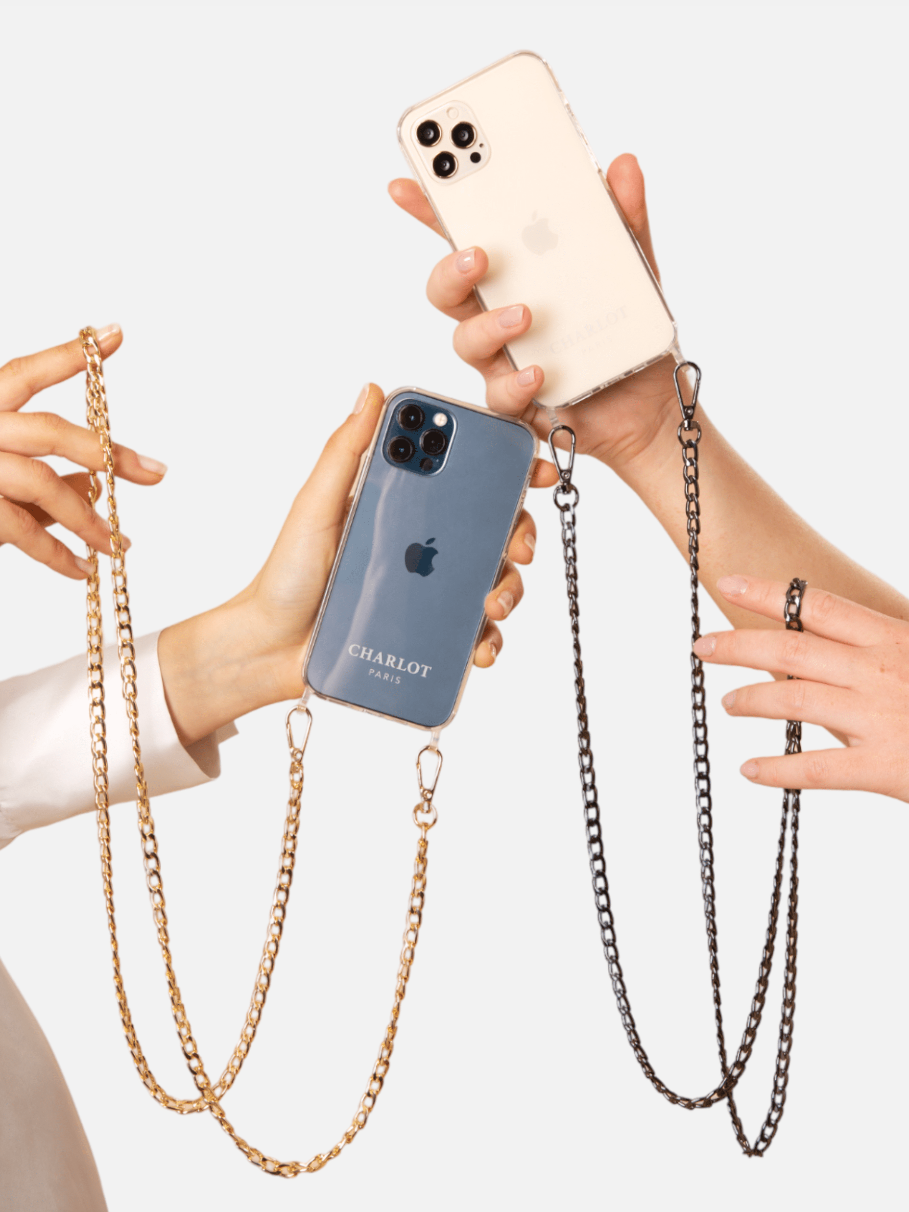 Coque Clear + Chaîne Joy Or