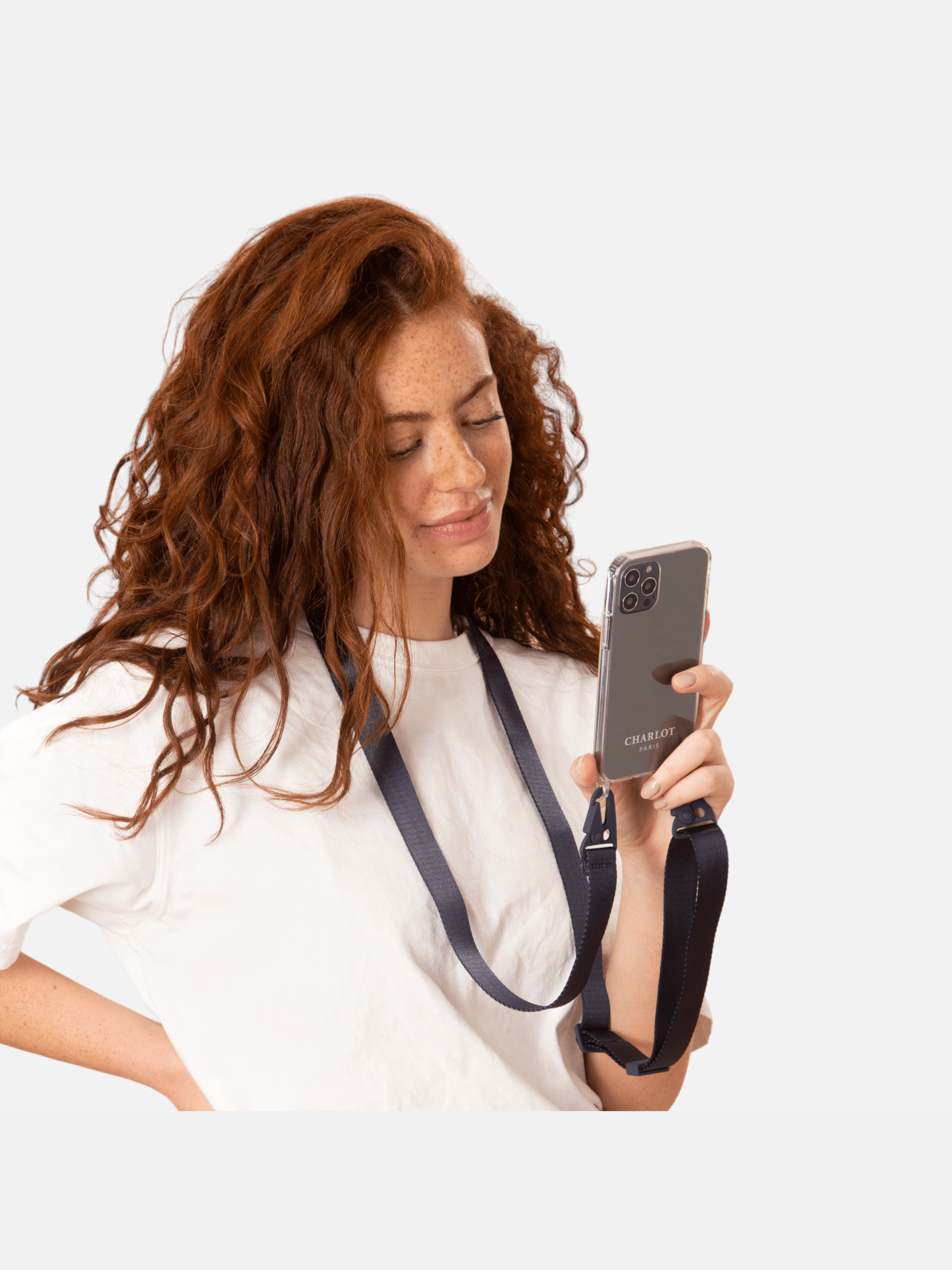 Case Clear + Lanyard Navy Blue