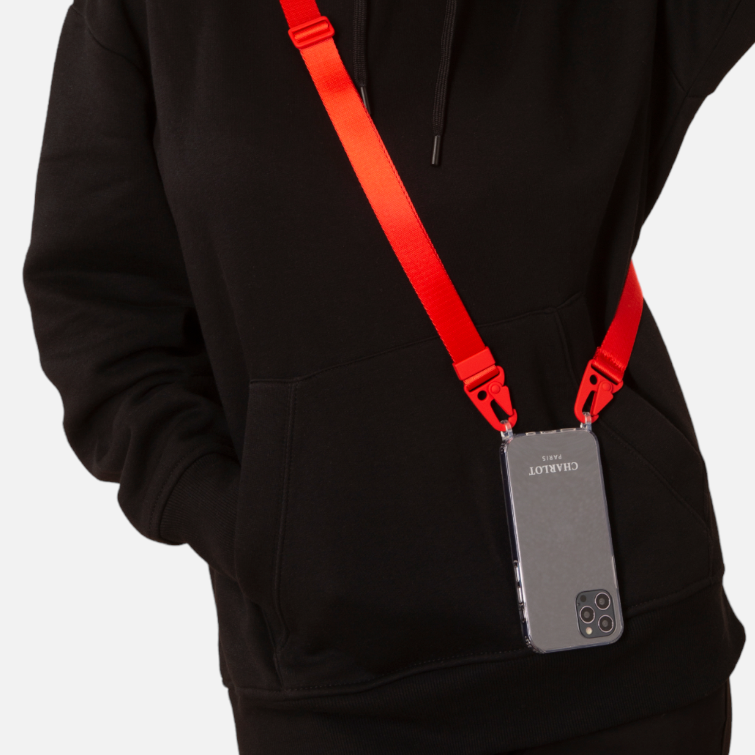 Case Clear + Strap Red