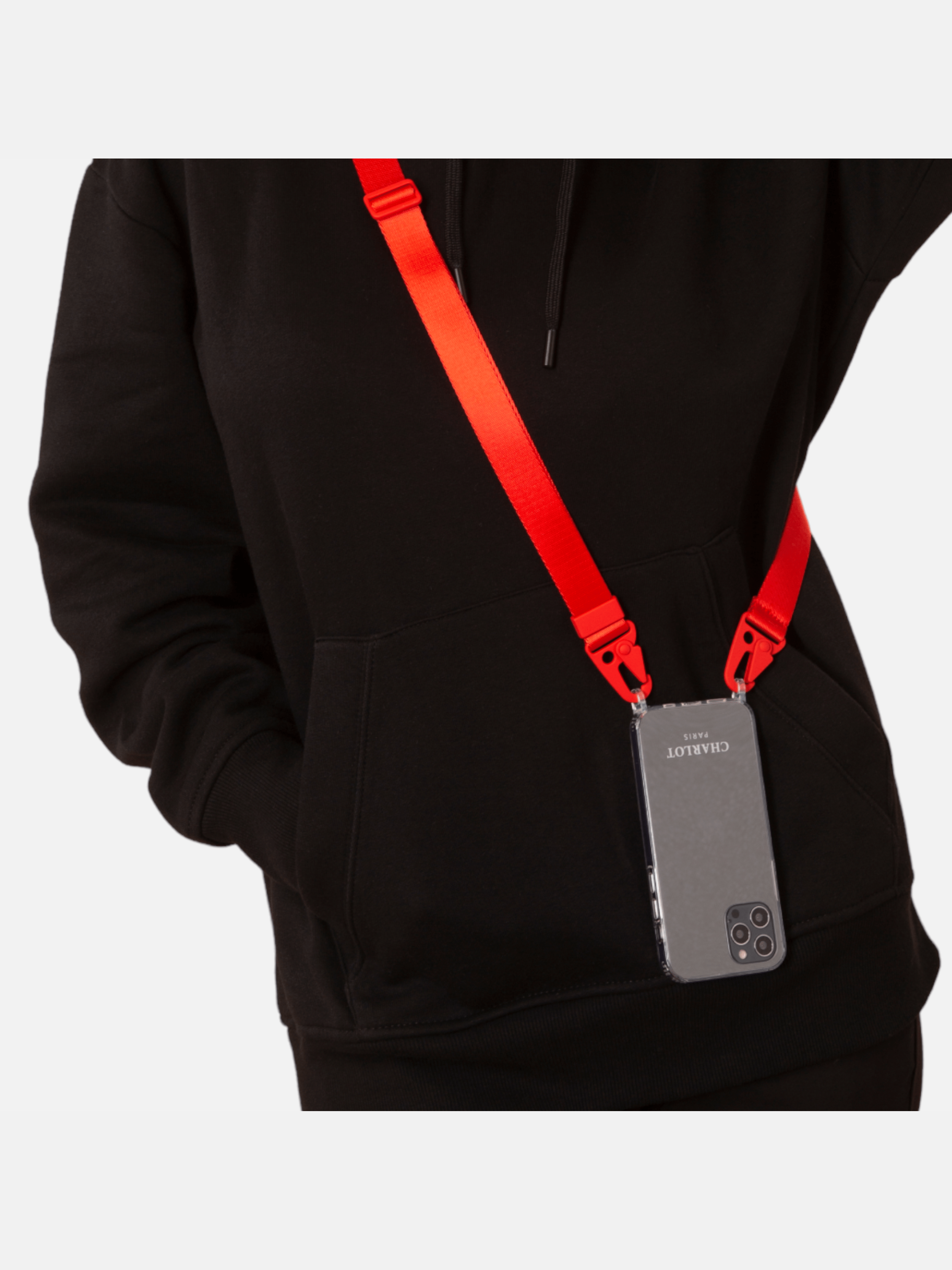 Coque Clear + Lanière Red