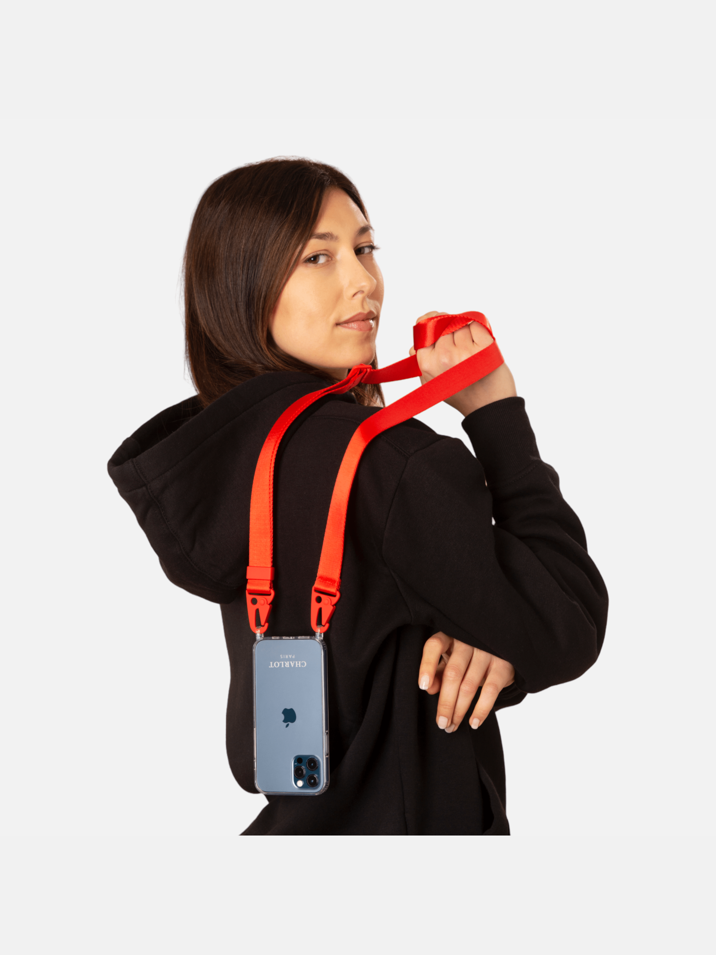 Coque Clear + Lanière Red