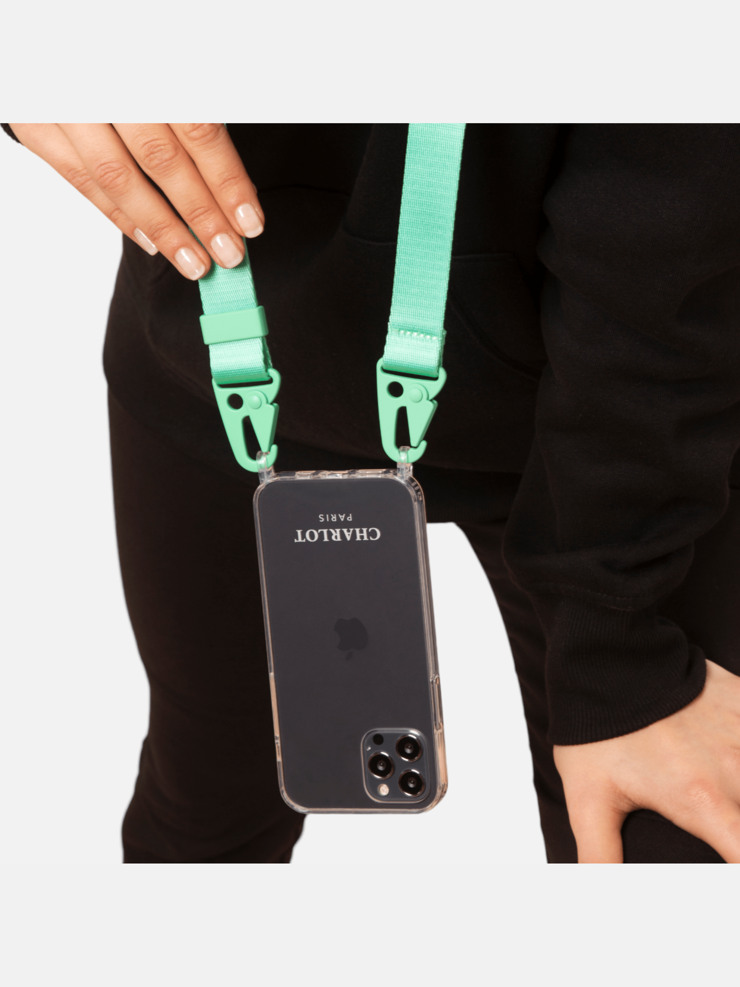 Coque Clear + Lanière Mint