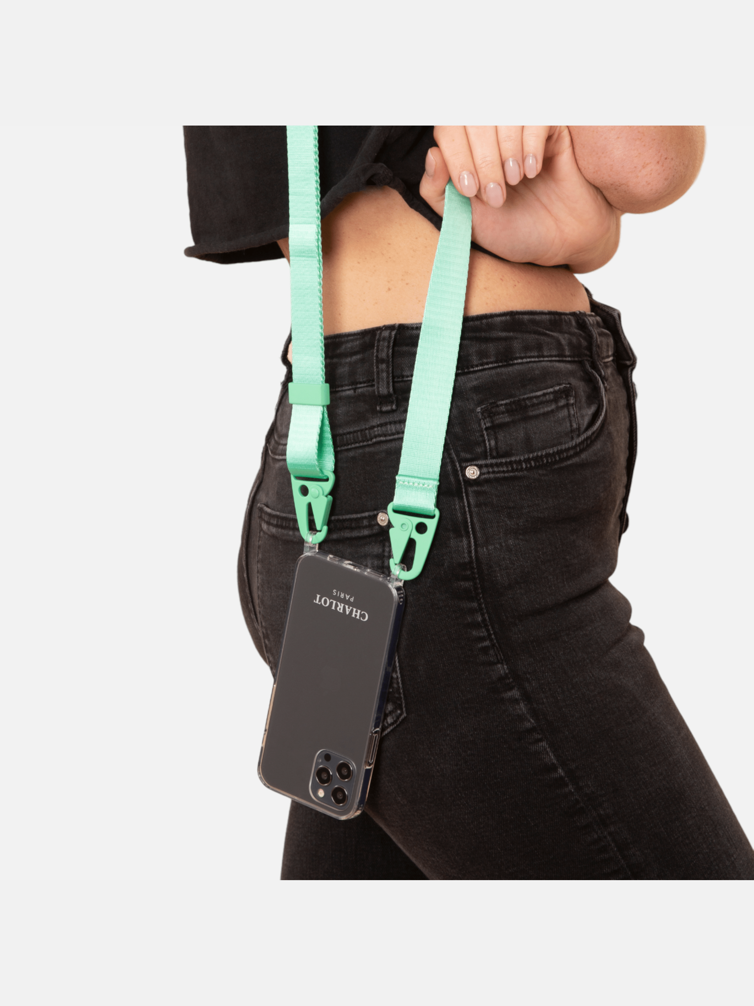 Coque Clear + Lanière Mint