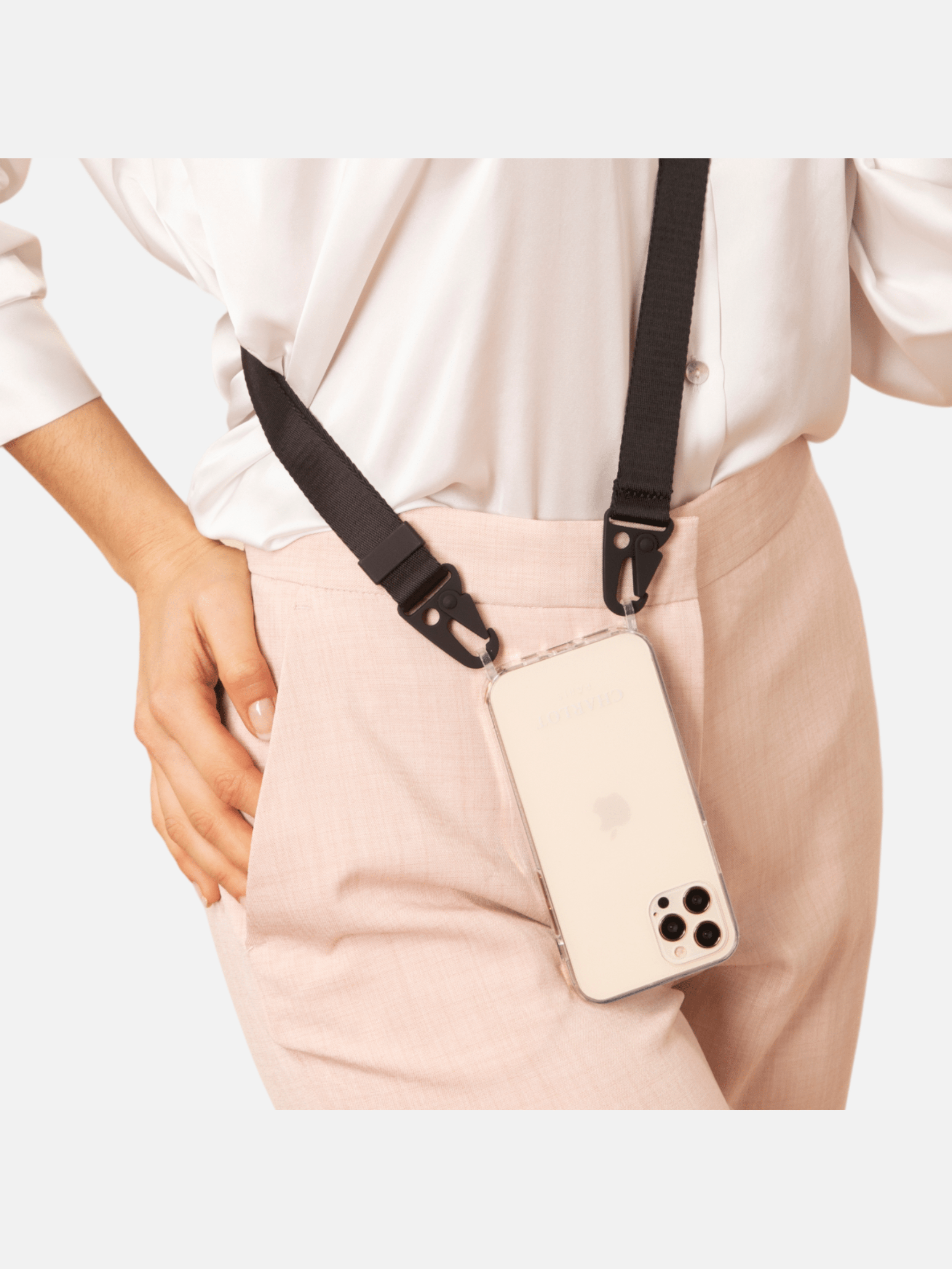 Coque Clear + Lanière Noire