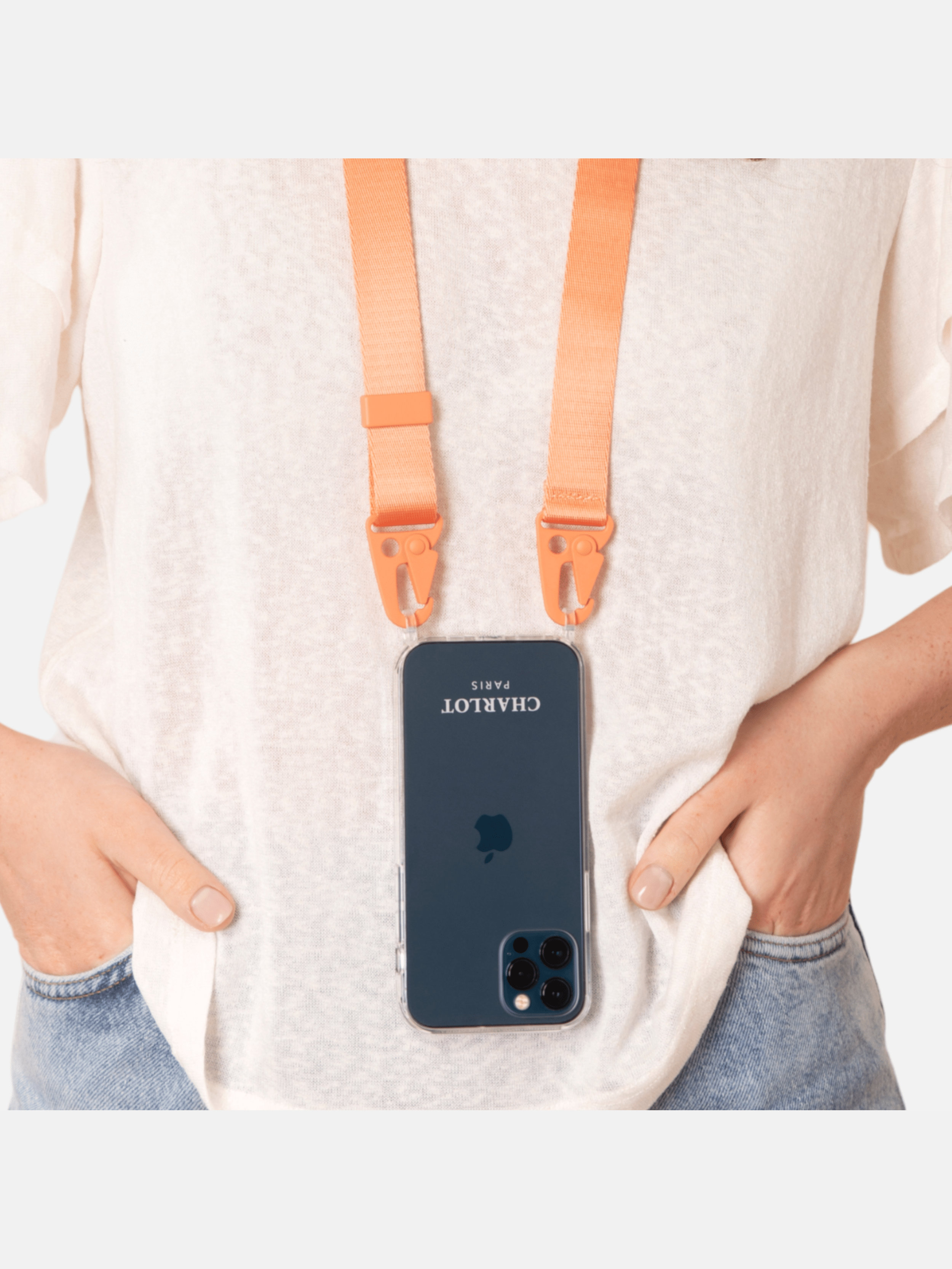 Coque Clear + Lanière Burning Sand