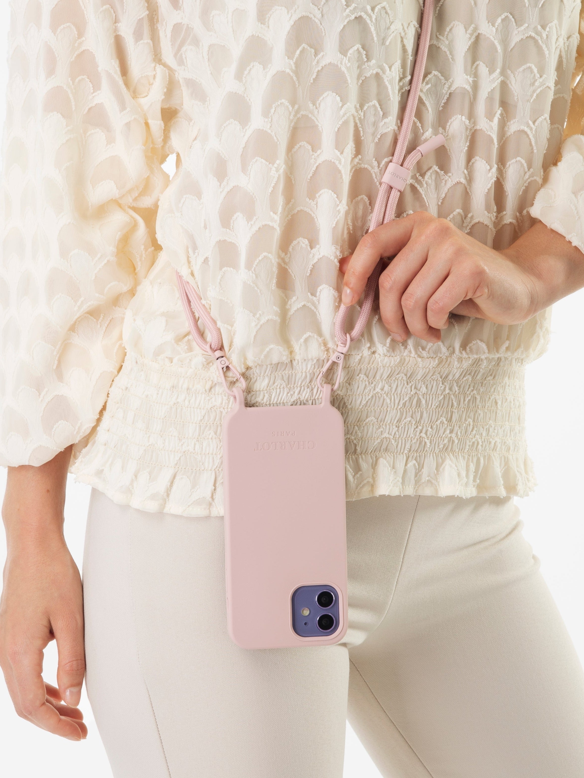 Case + Scrunchie Shoulder Strap Powder Pink
