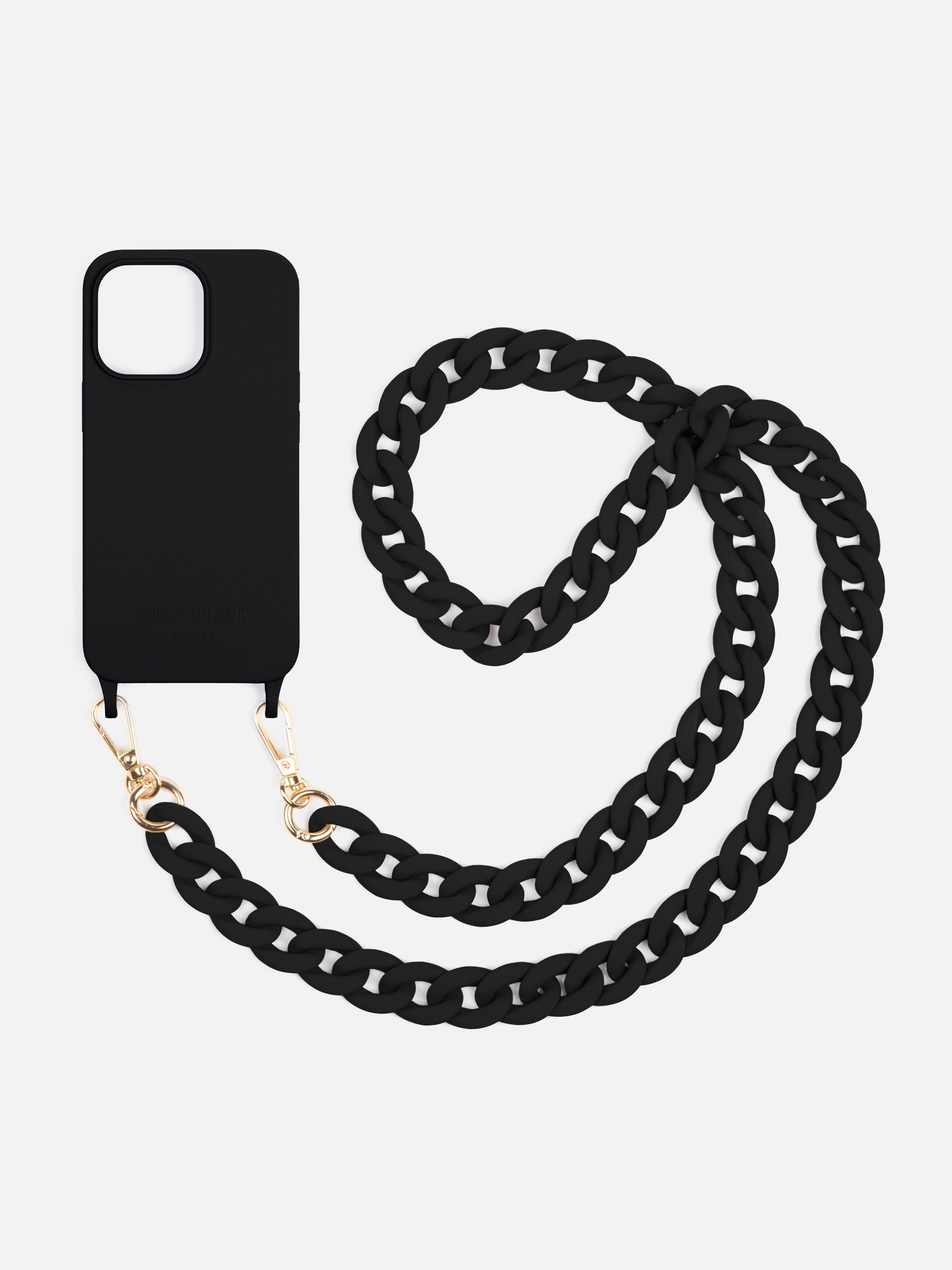 Coque Silicone Noire + Chaîne Ella Fine