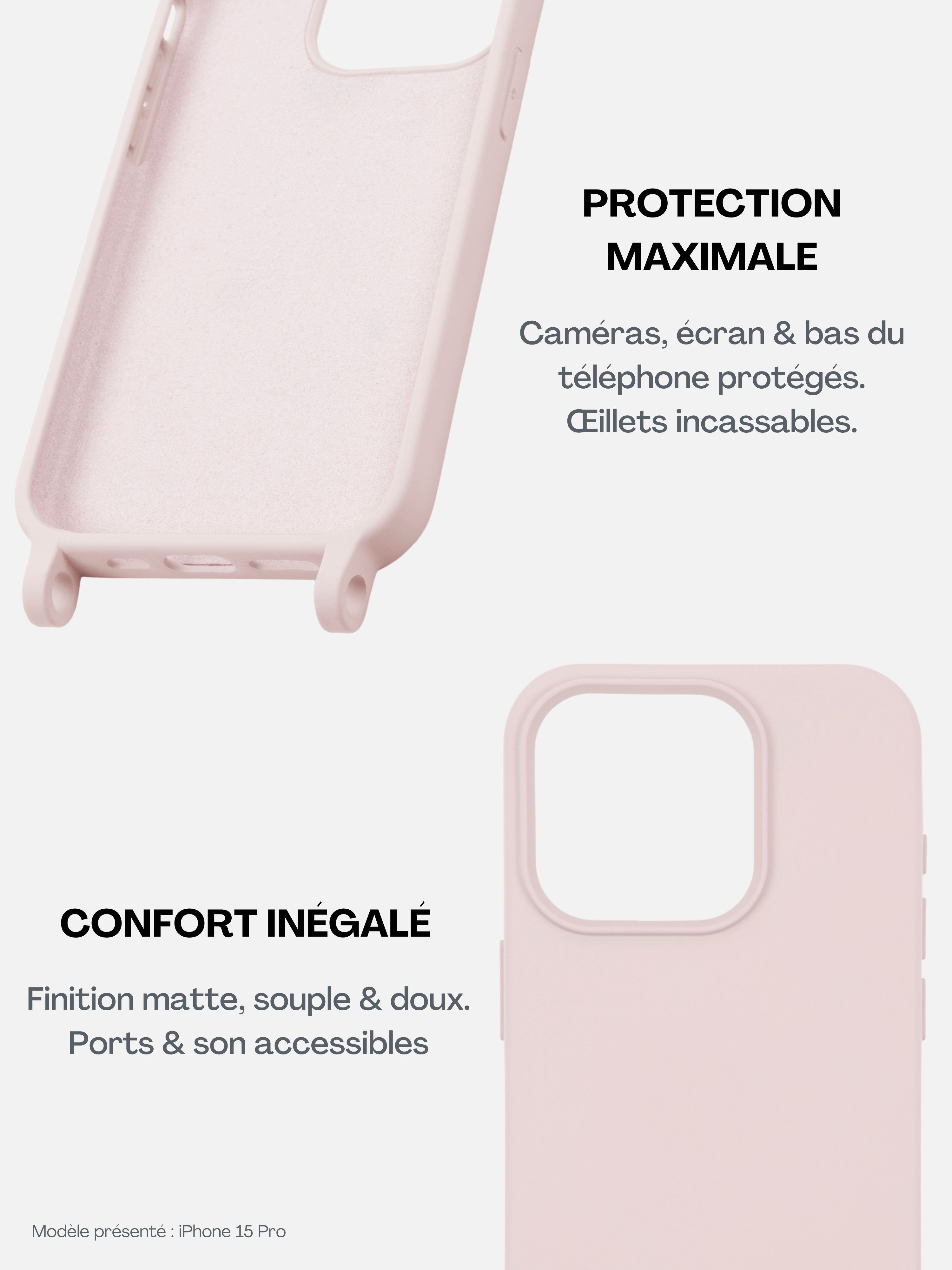 Custodia rosa cipria + Mel Leather Short Nero