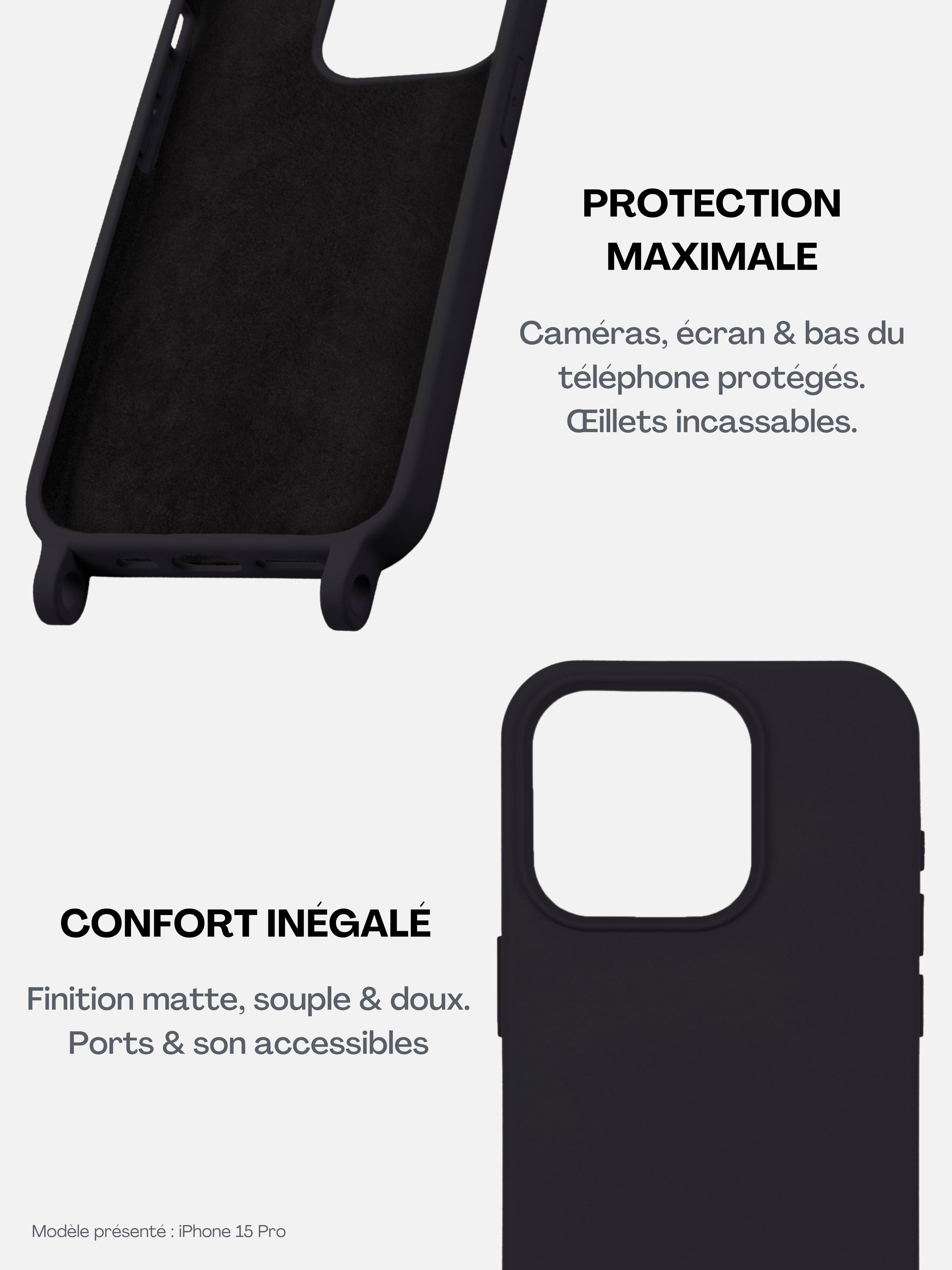 Coque Noir + Mel Cuir Long Noir