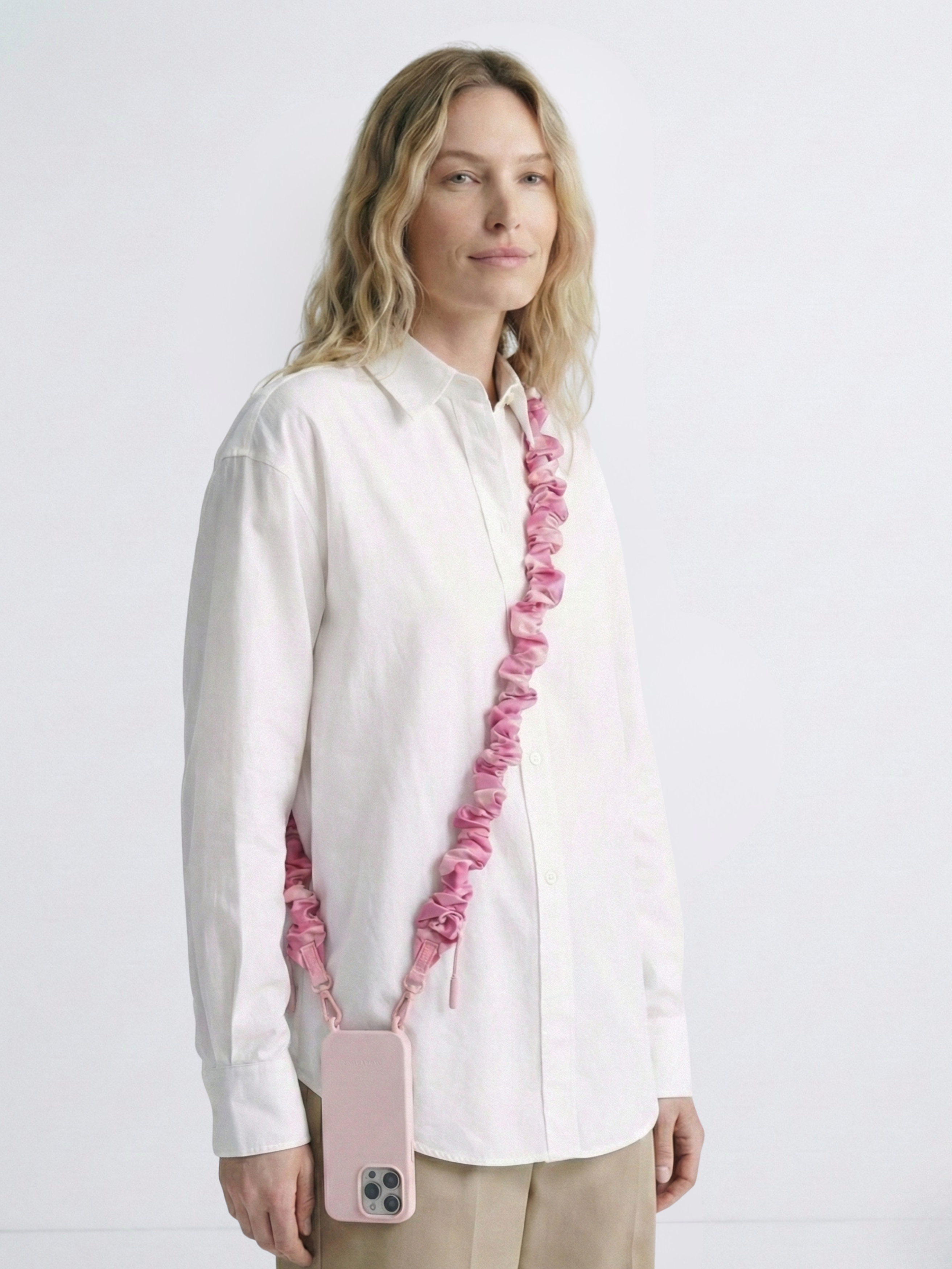 Case + Scrunchie Shoulder Strap Powder Pink