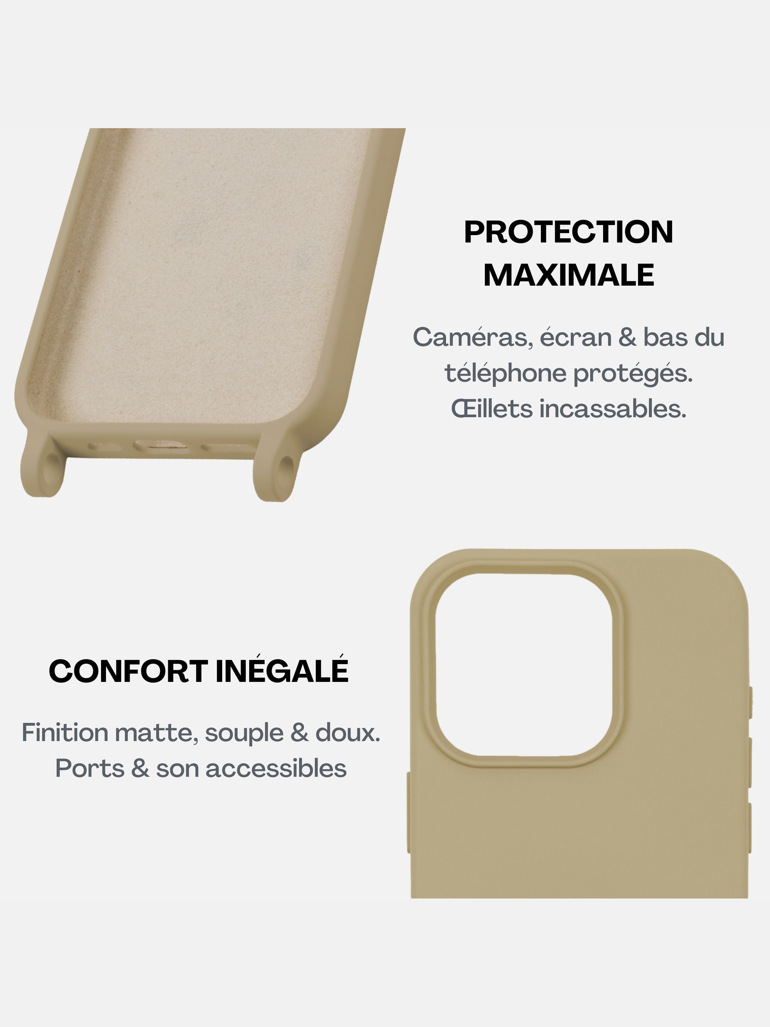 Coque Taupe + Mel Cuir Long Aubergine