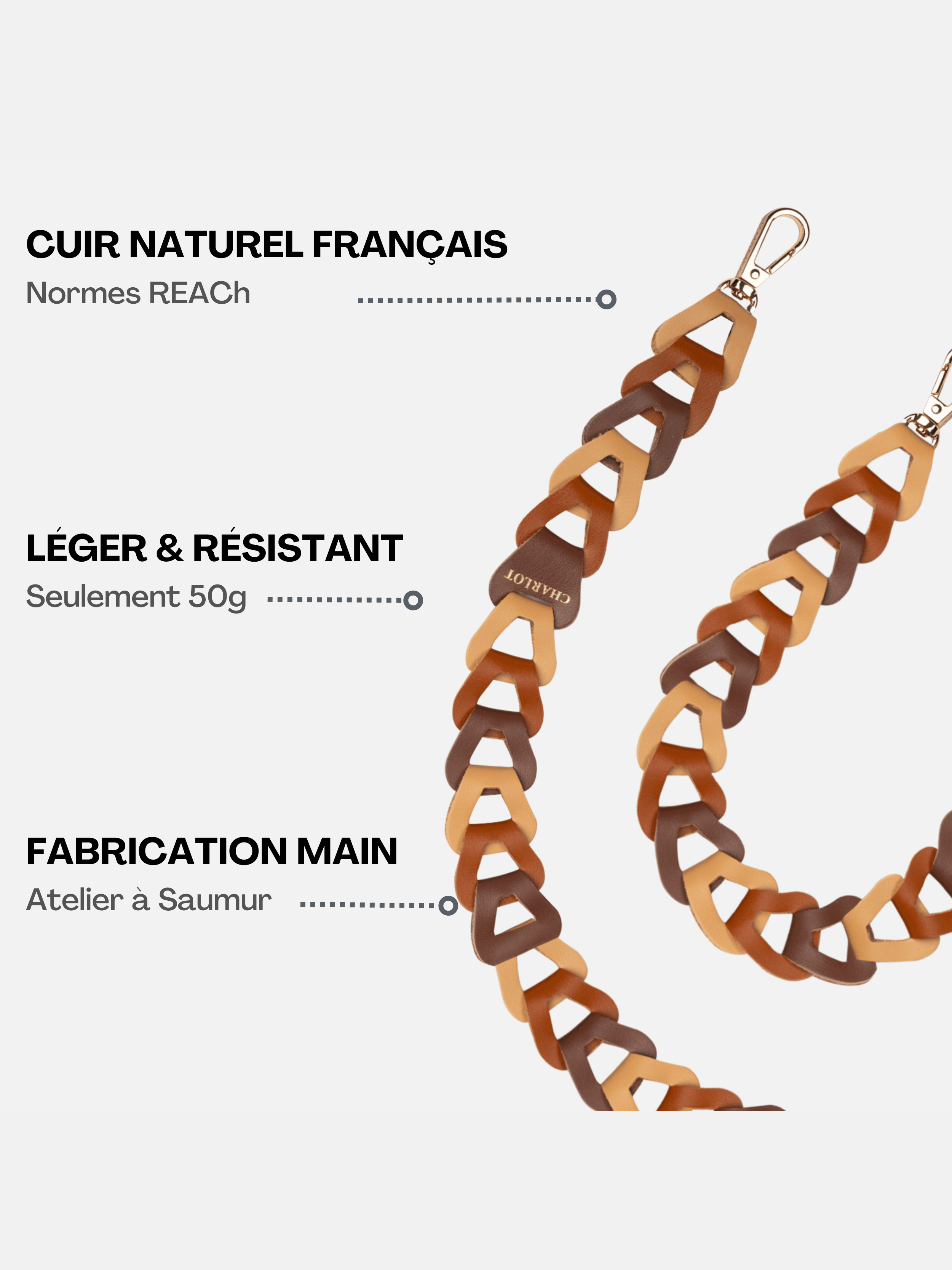 Coque Noir + Mel Cuir Long Cannelle