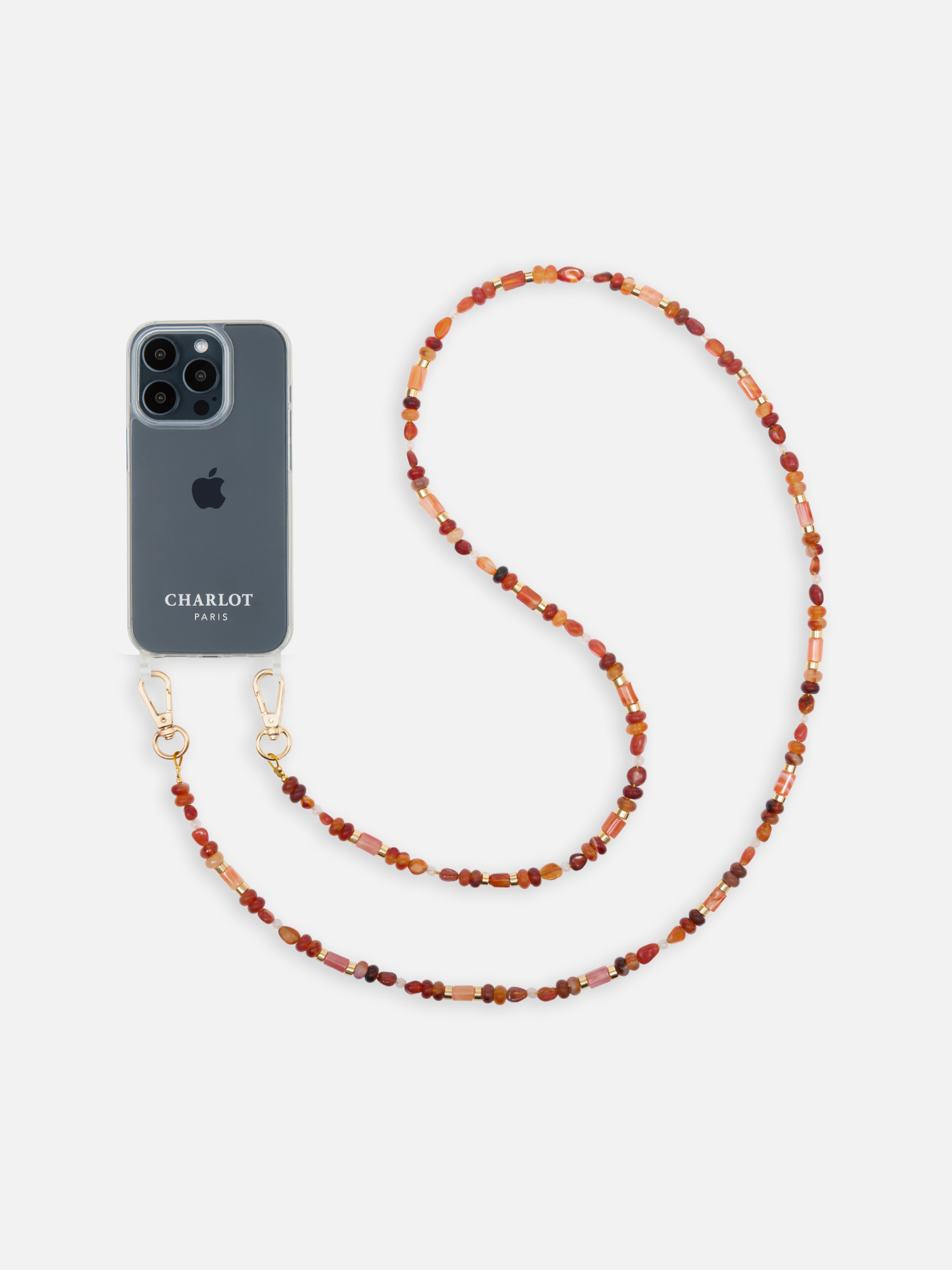 Coque Clear + Chaîne Naya Longue Terracotta