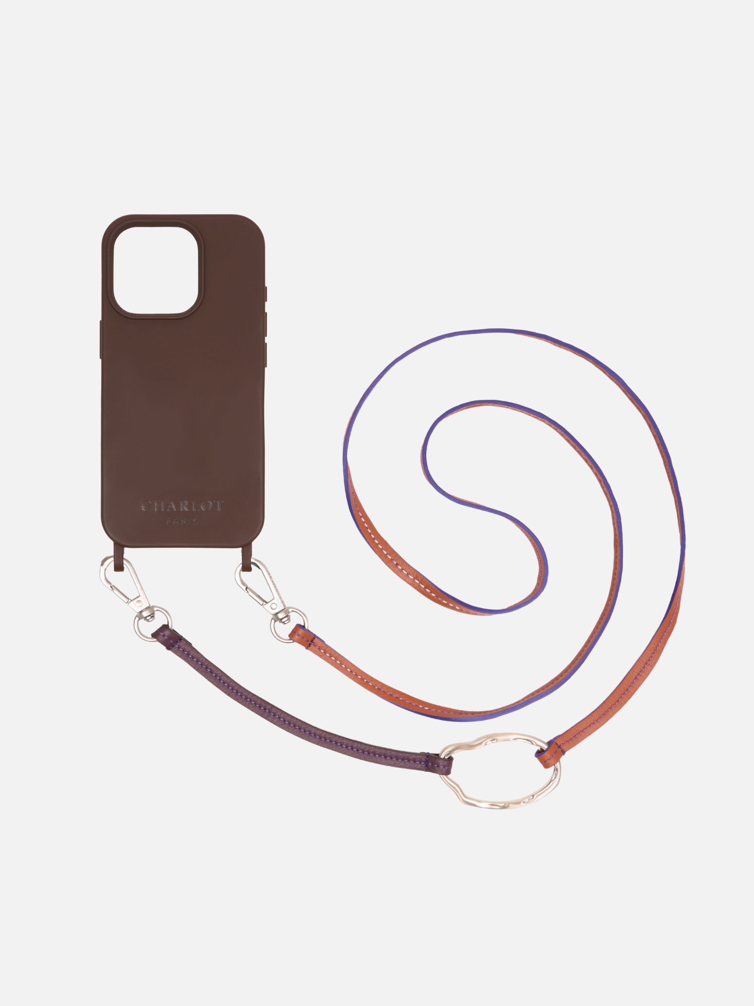 Coque Chocolat + Chaîne Cuir Dalia Cognac