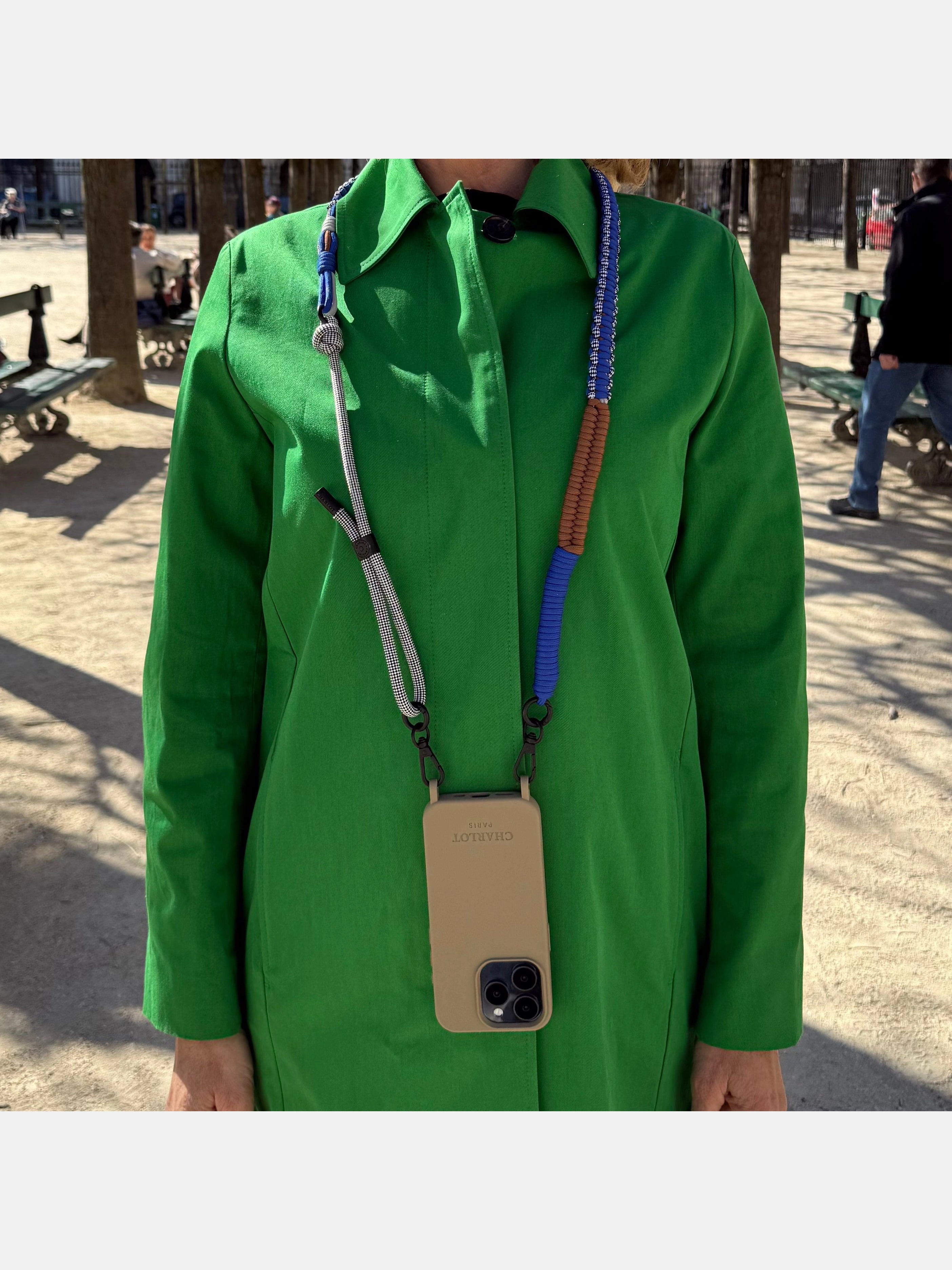 Coque Taupe + Bandoulière Twist Vichy