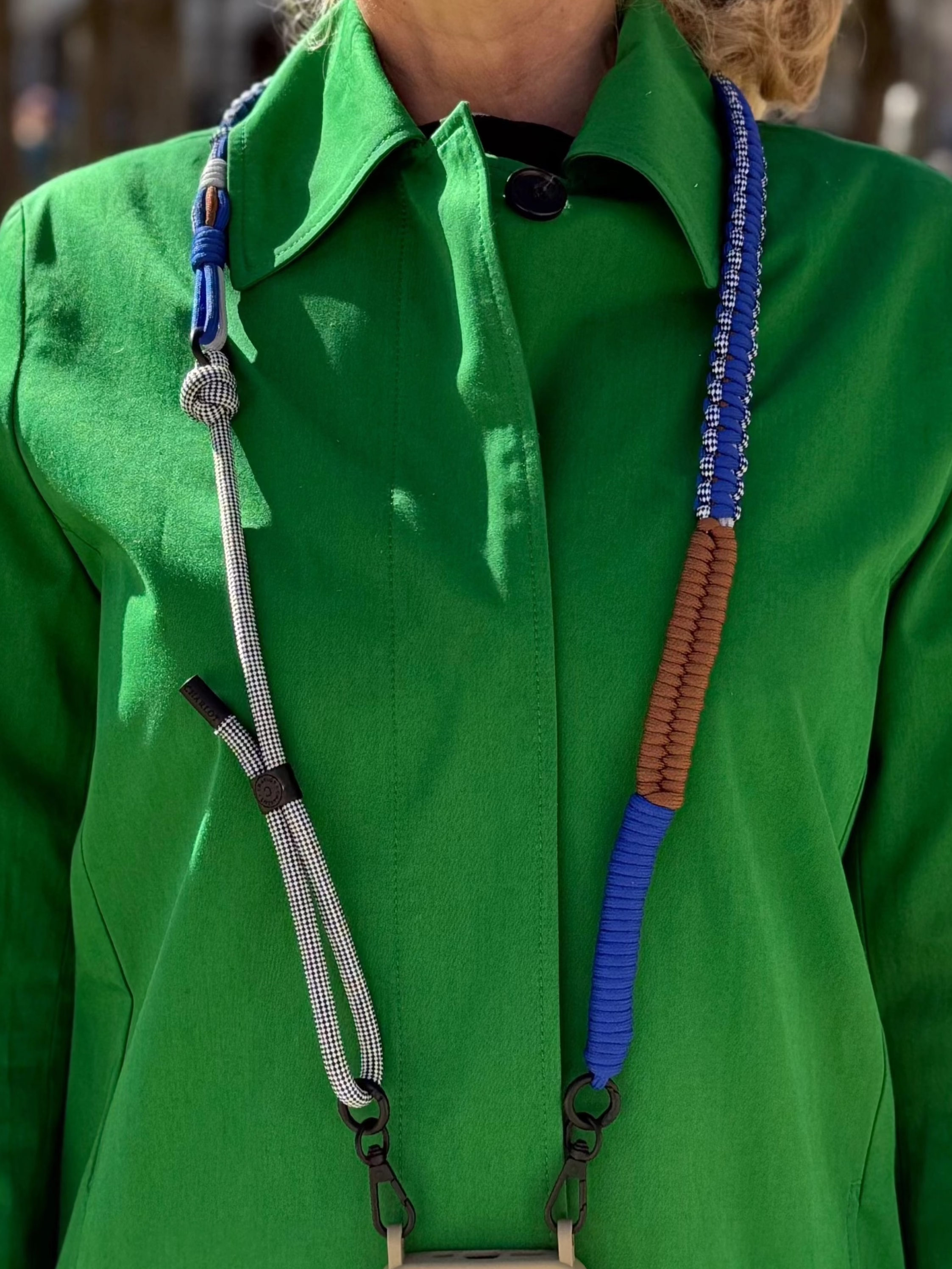 Navy Blue Case + Vichy Twist Shoulder Strap