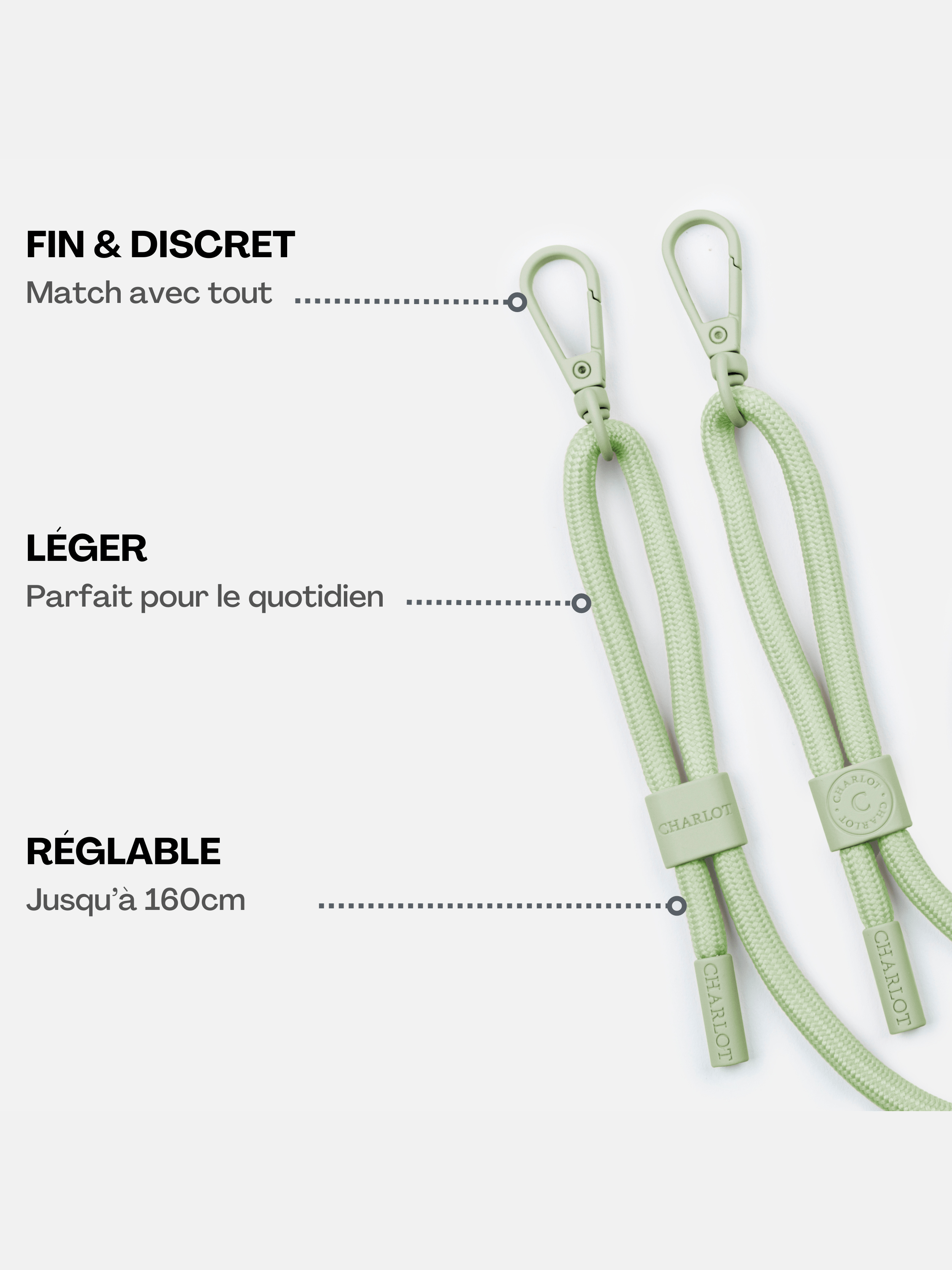 Coque Clear + Cordon Sauge