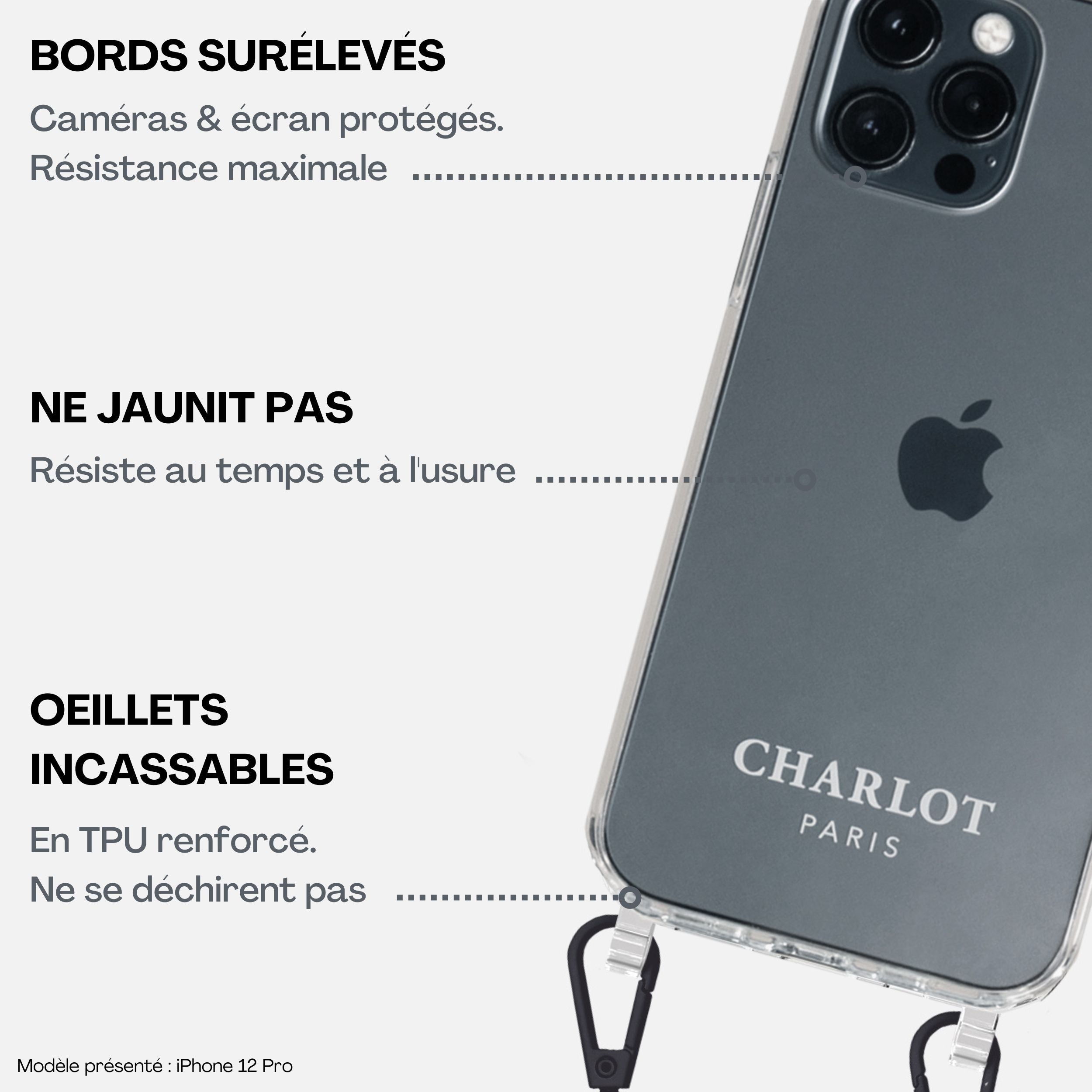 Coque Clear + Cordon Elie Zèbre