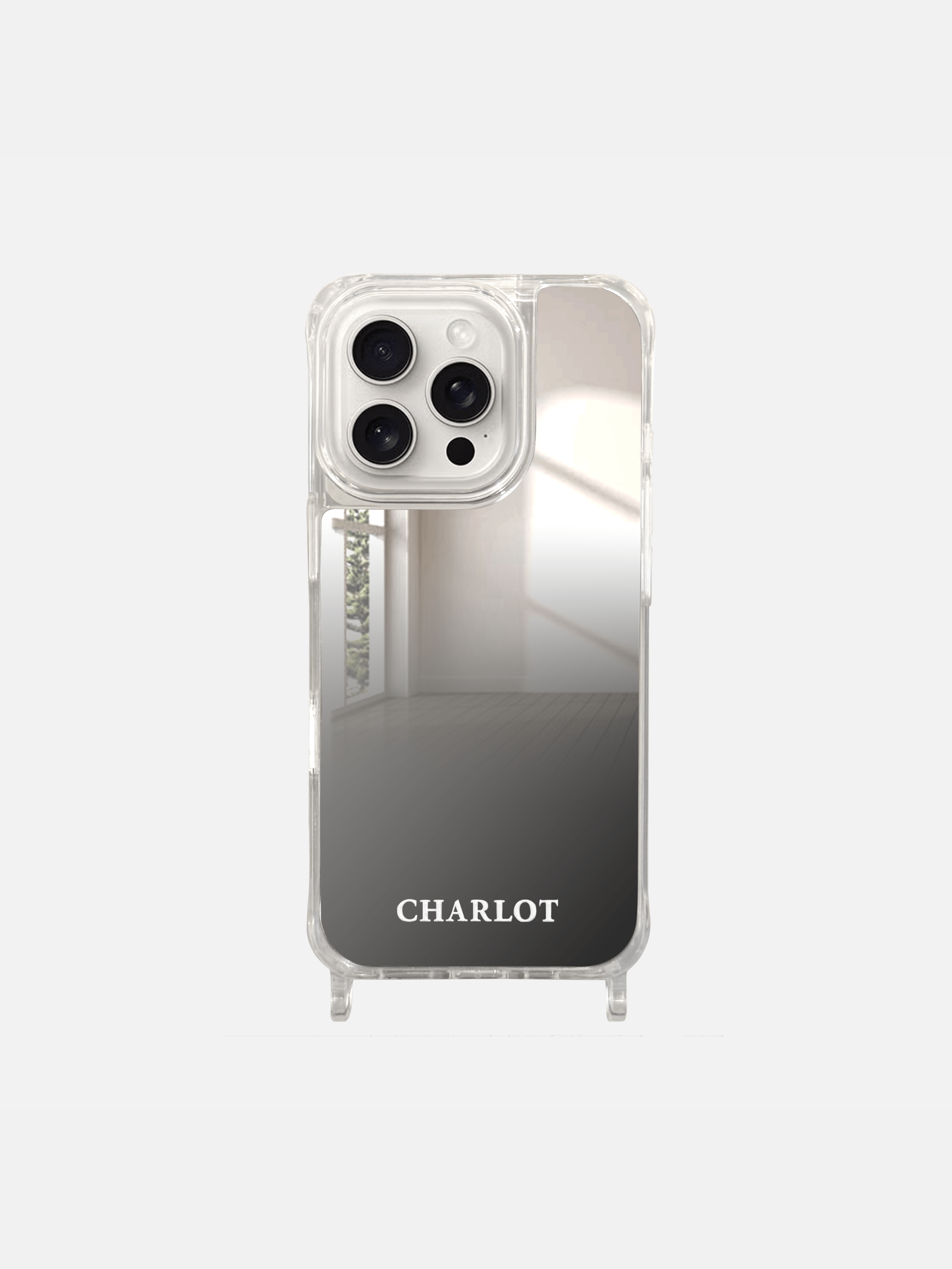 Coque Miroir + Cordon Taupe