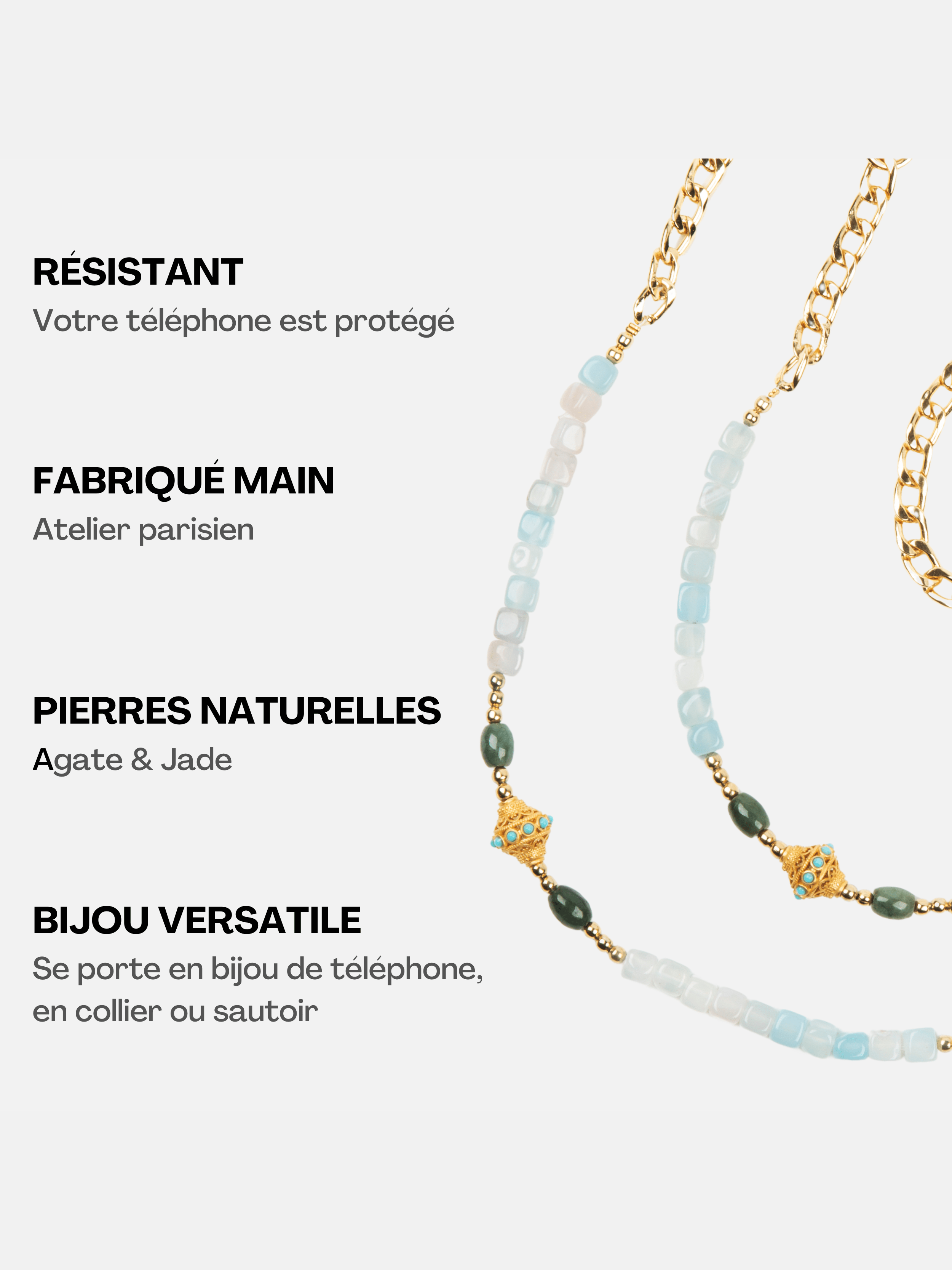 Coque Navy Blue + Chaîne Collier JUHU Aqua