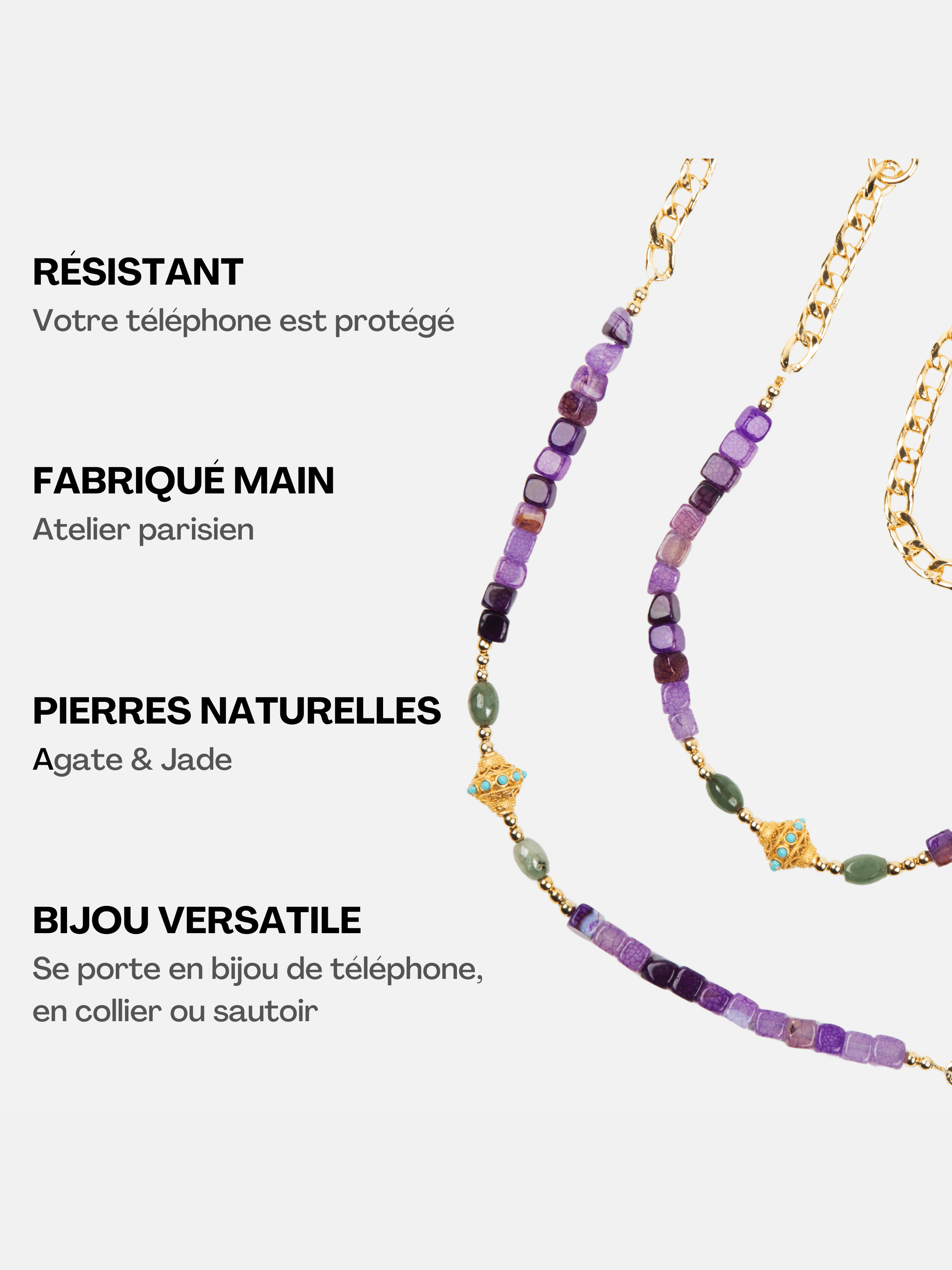Coque Noir + Chaîne Collier JUHU Iris