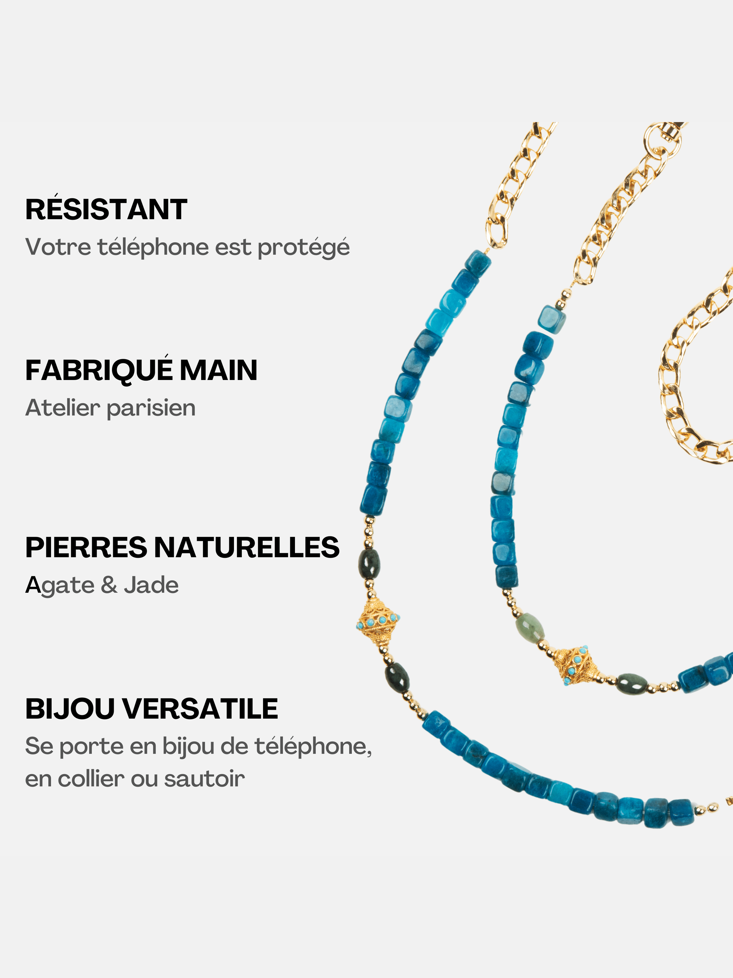 Collana con conchiglia trasparente + catena JUHU Azur
