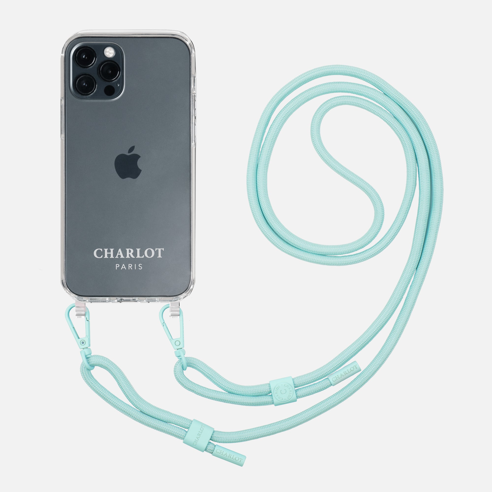 Coque Clear + Cordon Mint