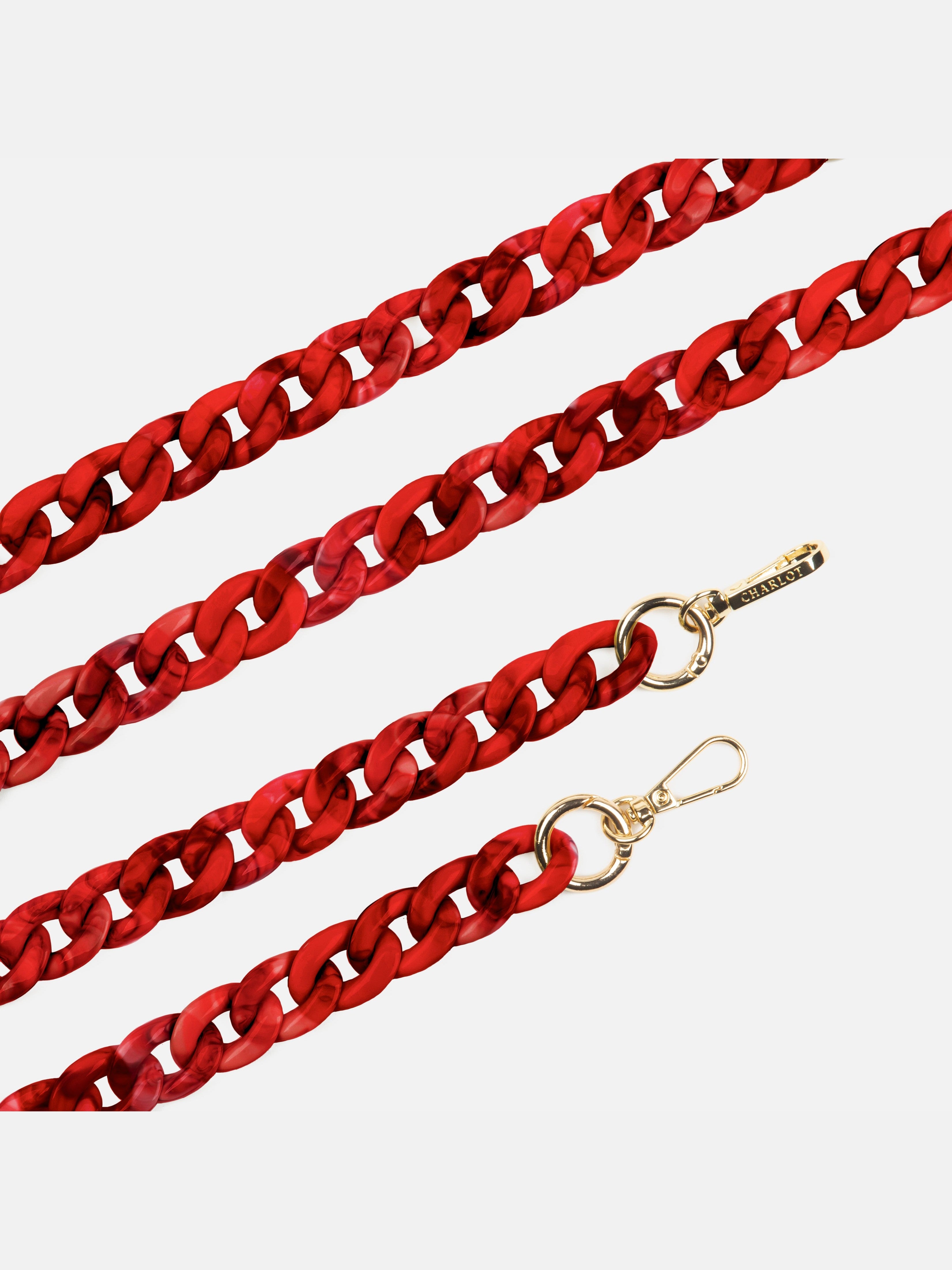 Coque Noire + Chaîne Ella Fine Rouge Marbré