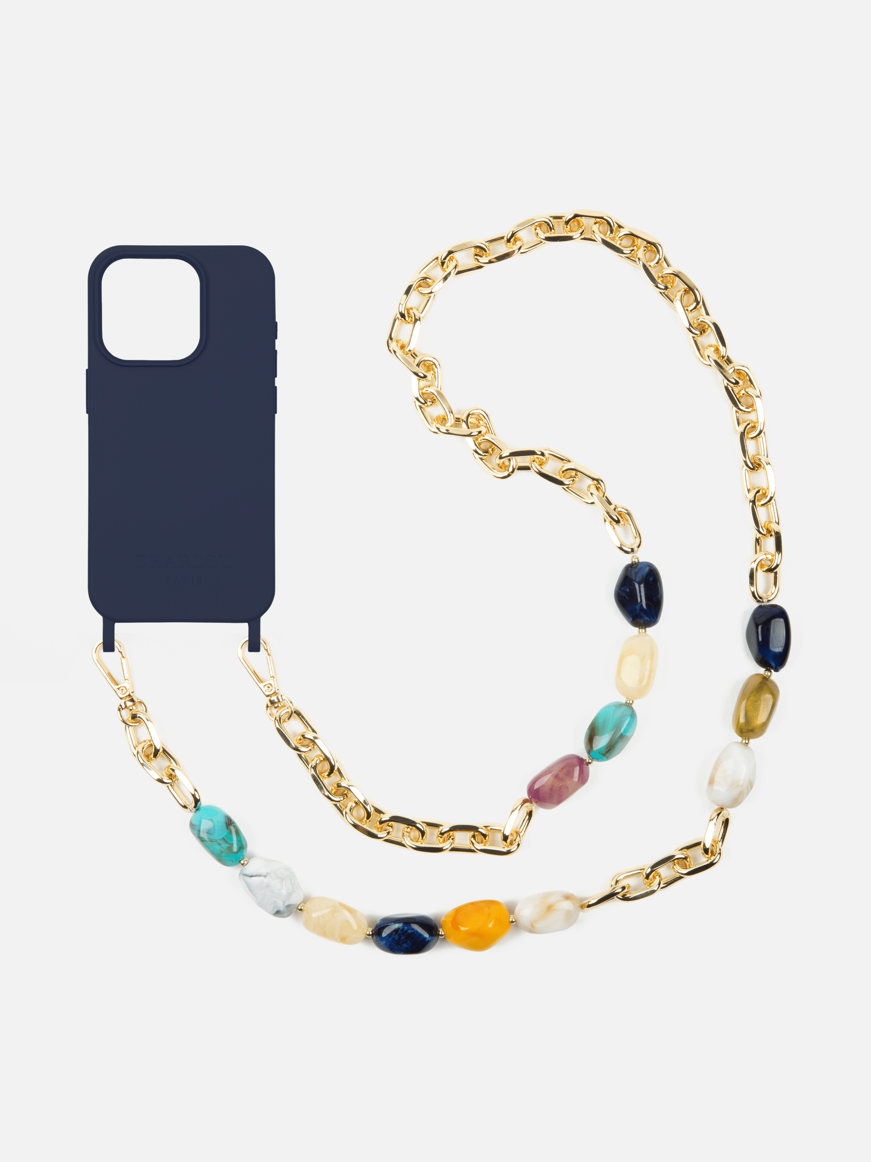 Coque Navy Blue + Chaîne Ava Océan