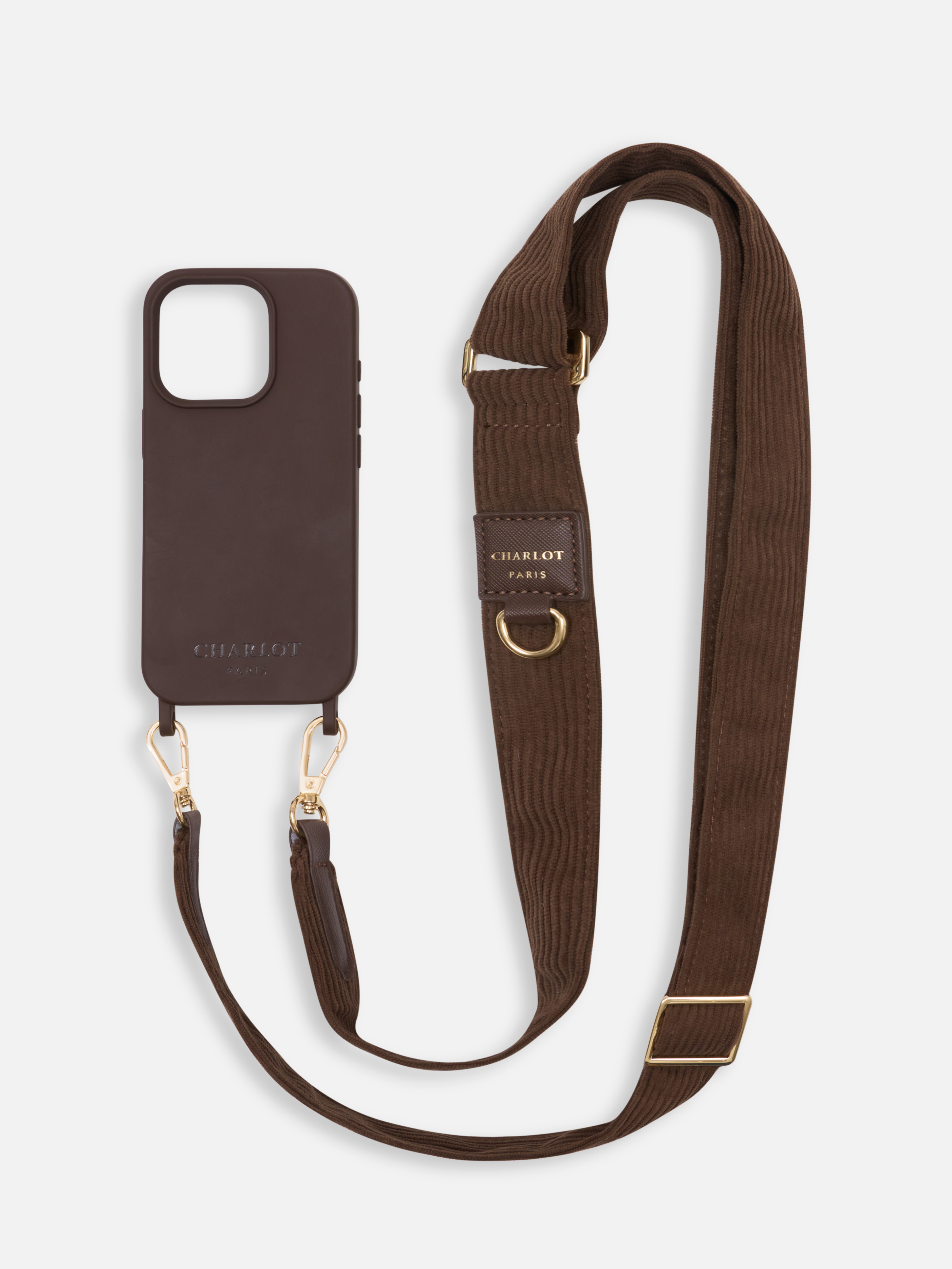 Coque Chocolat + Bandoulière Velour Moka