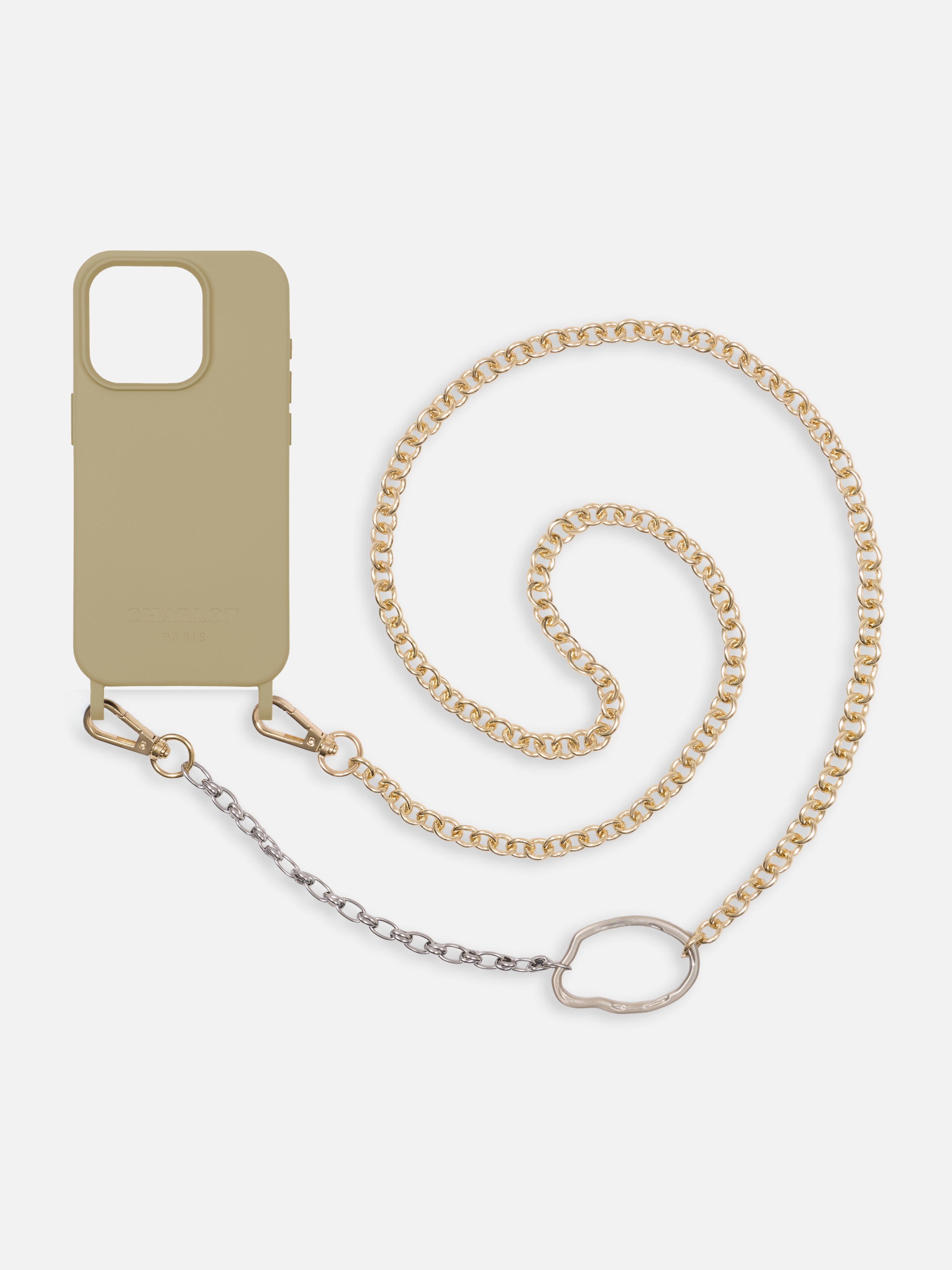 Coque Taupe + Chaîne Dalia Or / Argent
