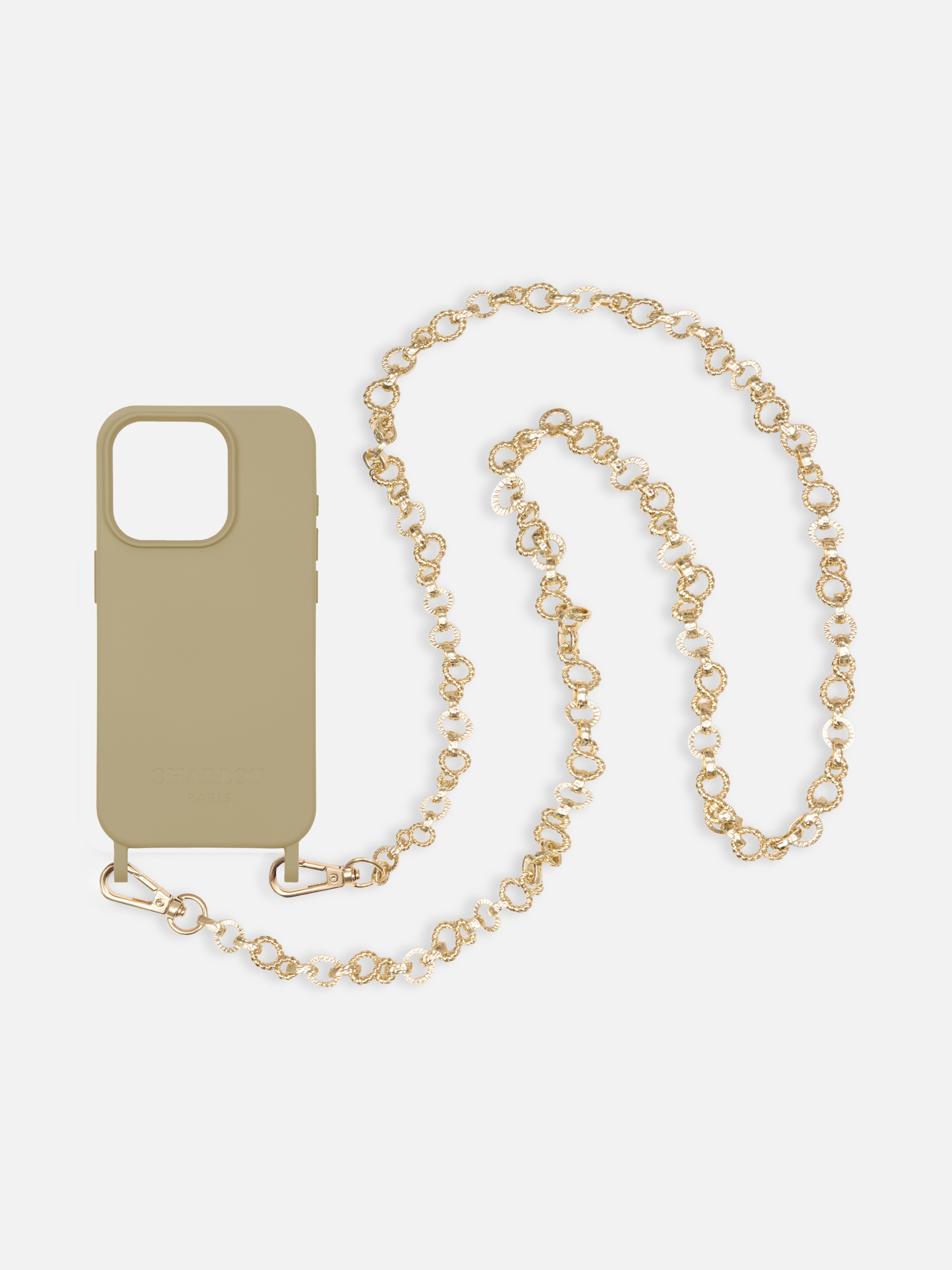 Coque Taupe + Chaîne Bianca Doré