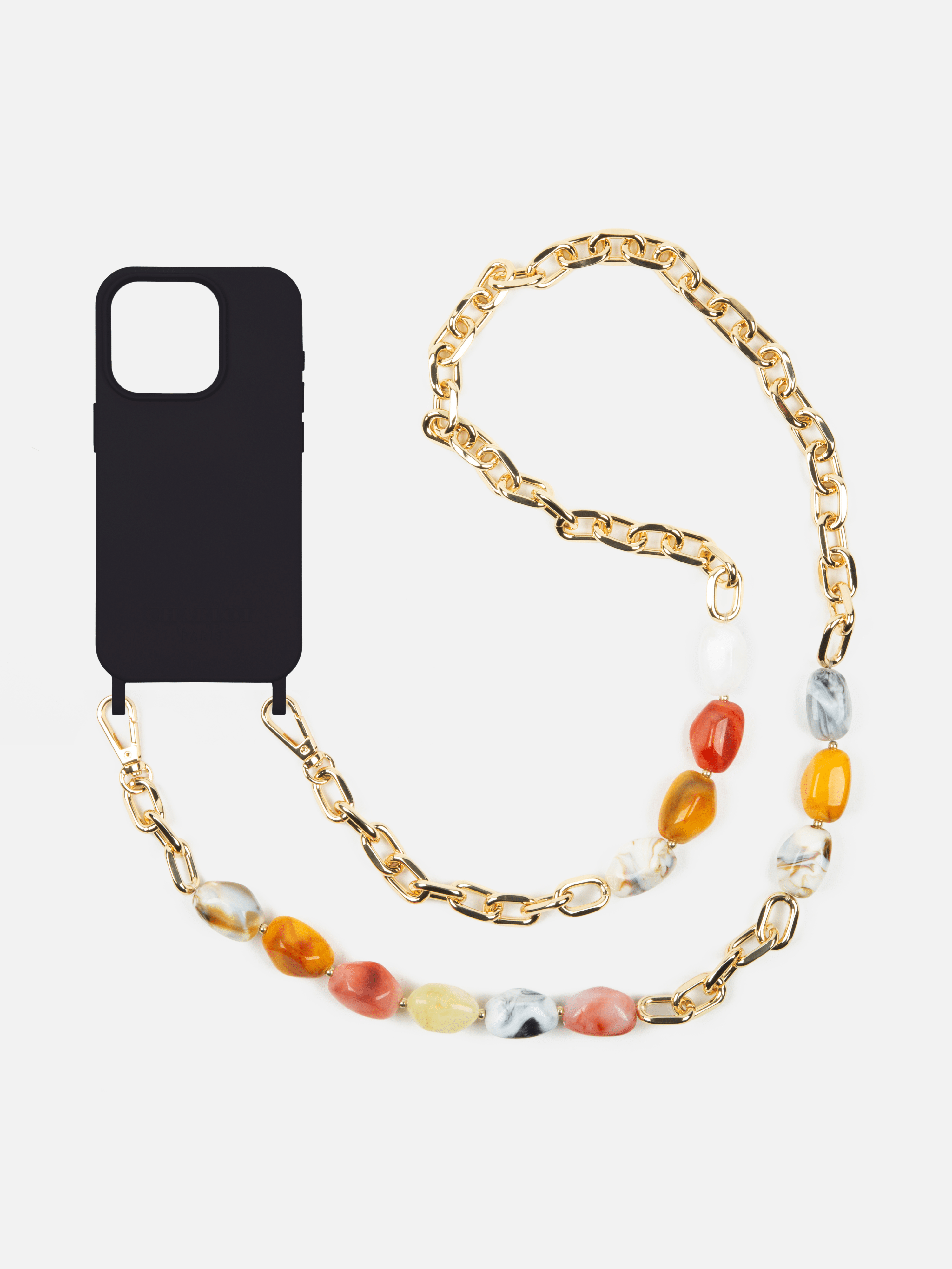 Coque Noir + Chaîne Ava Corail