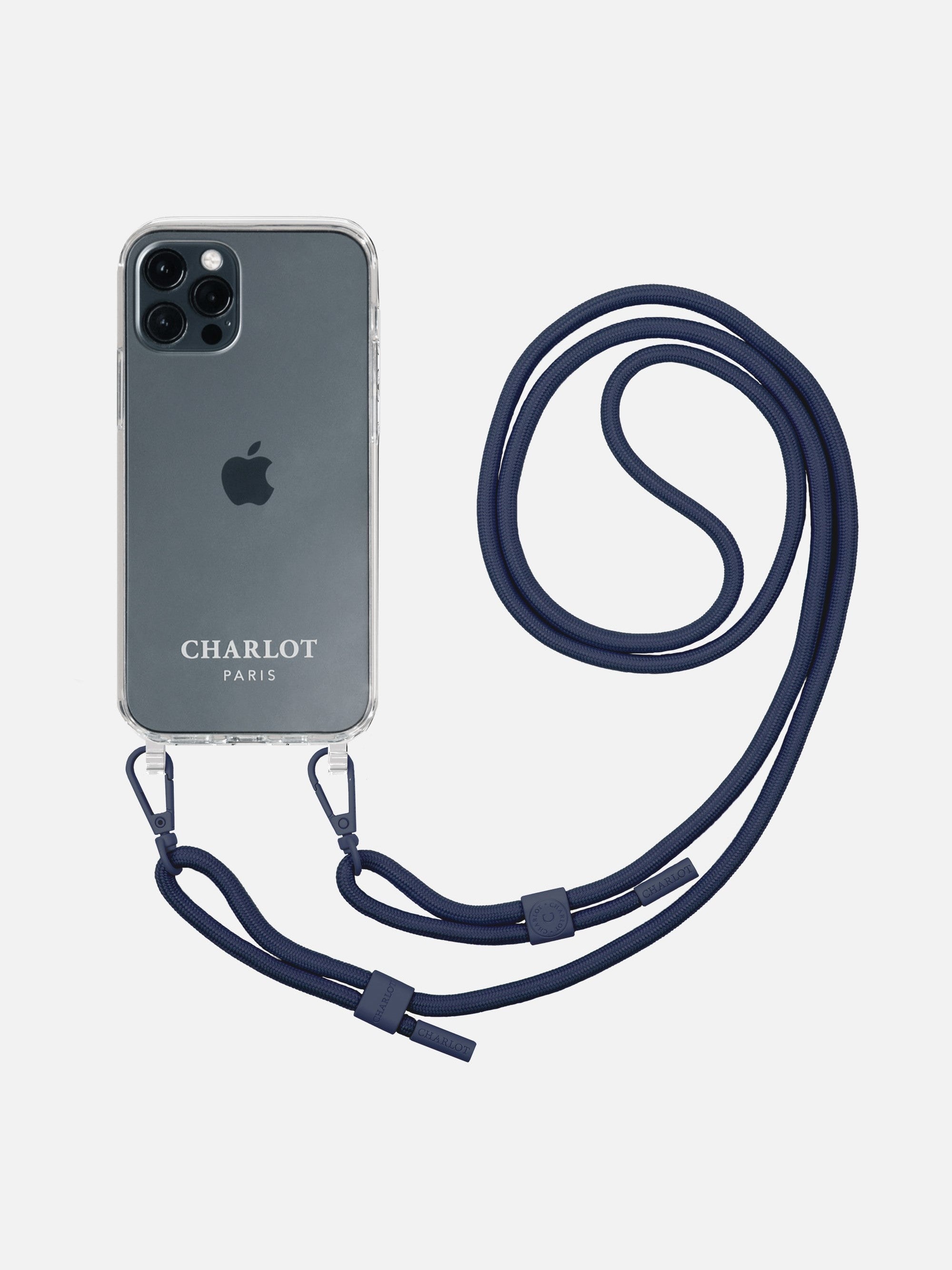 Coque Clear + Cordon Navy Blue