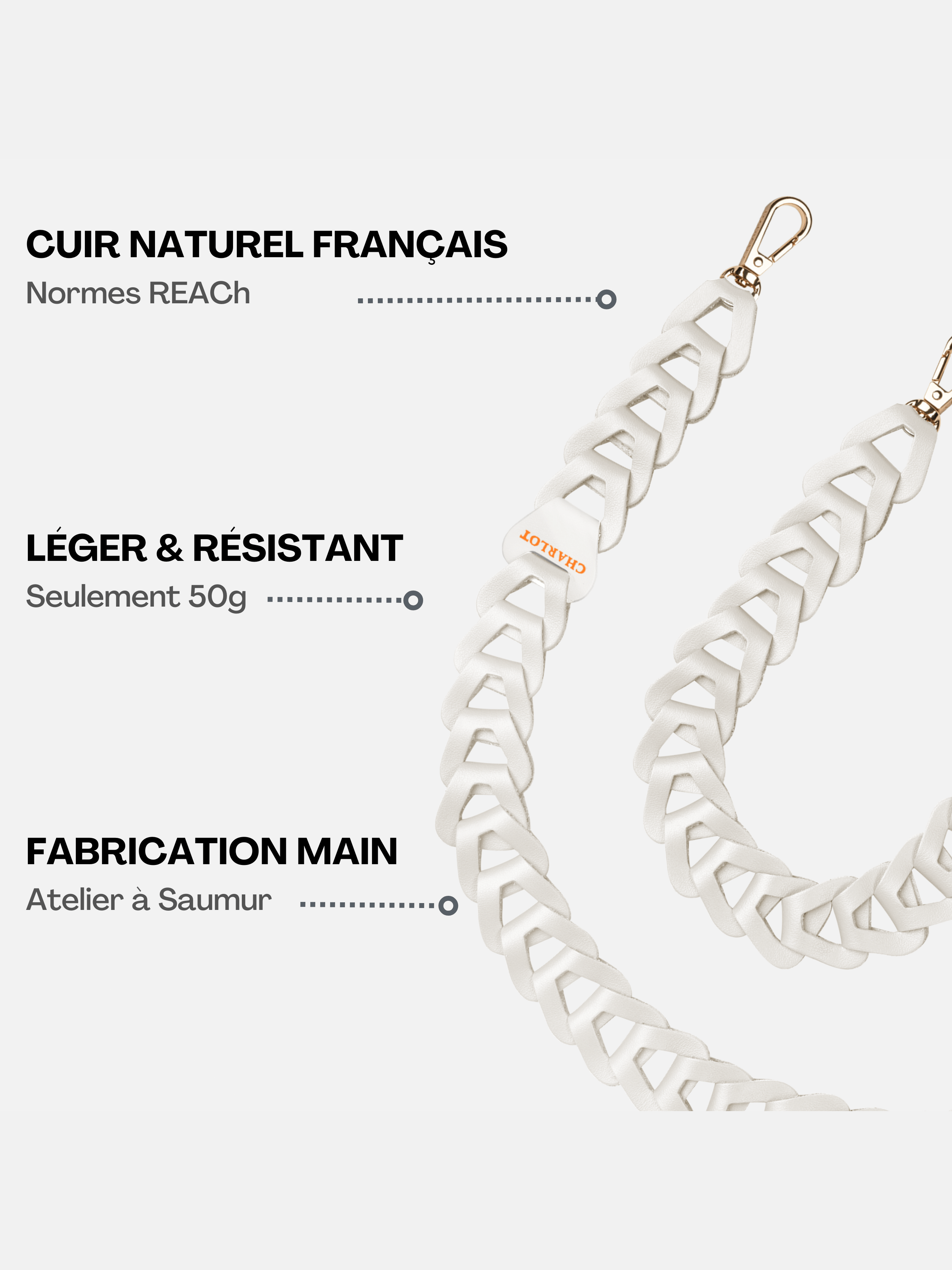 Coque Clear + Mel Cuir Long Écru