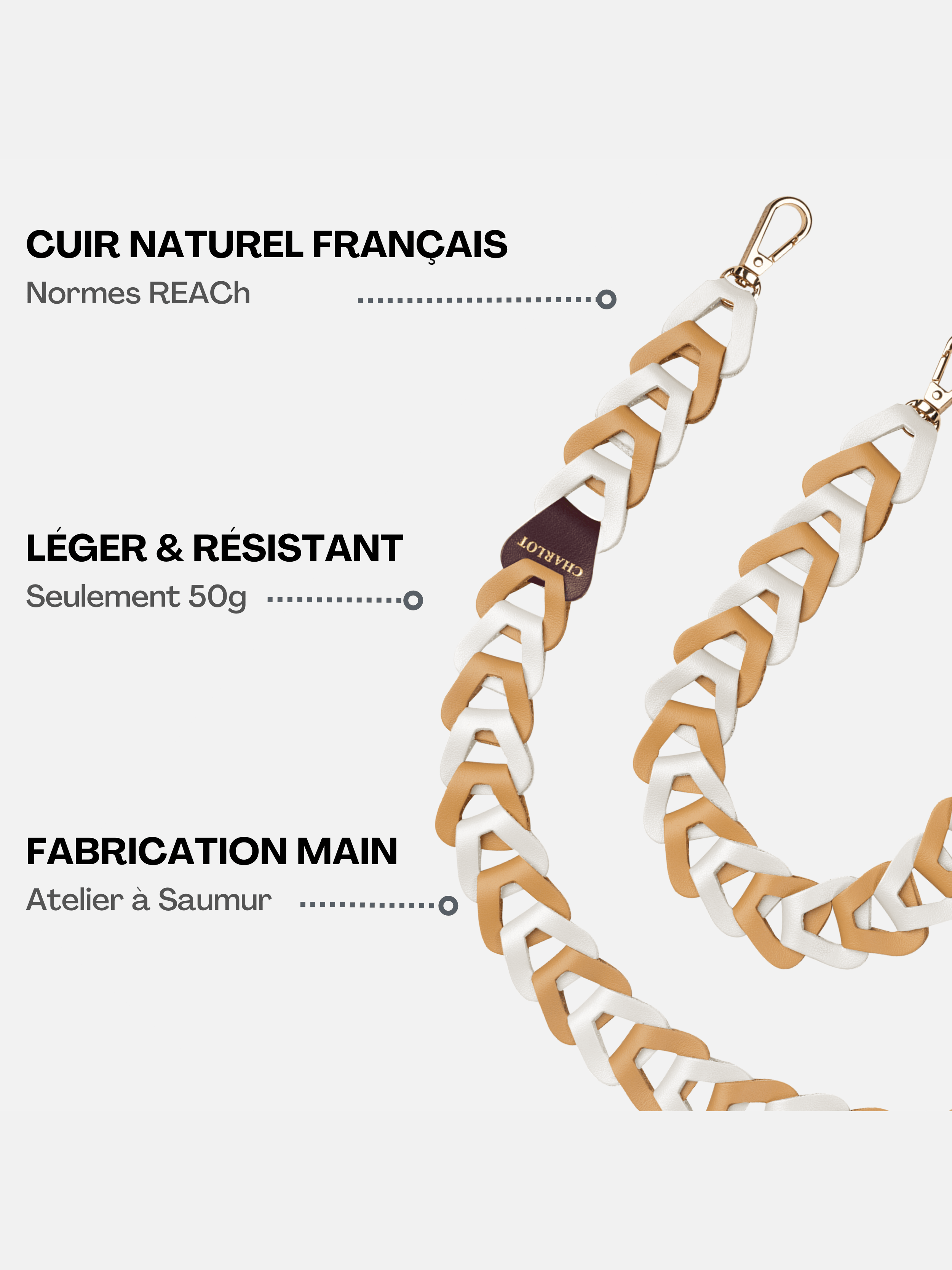 Coque Clear + Mel Cuir Long Cappuccino