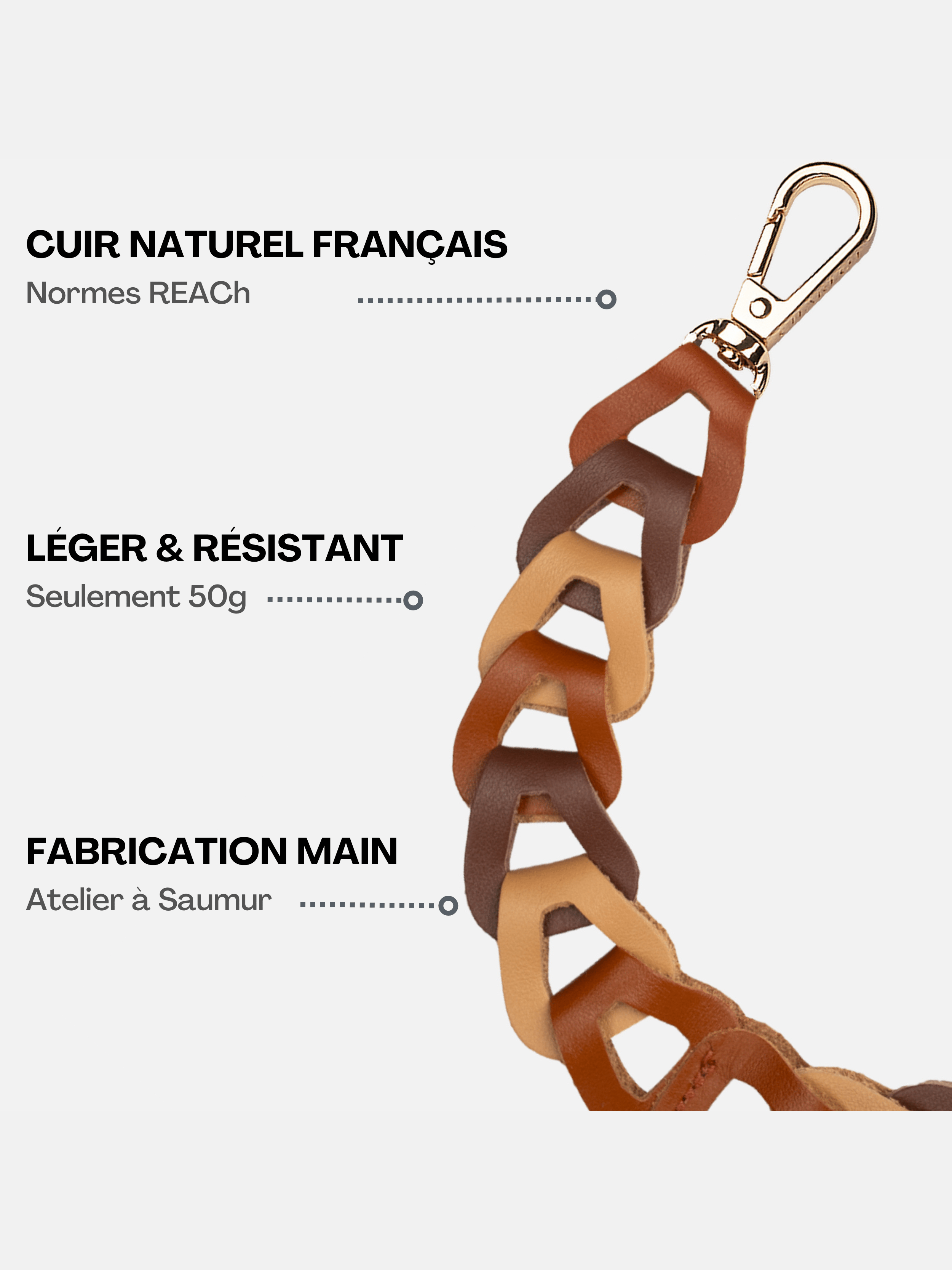 Coque Miroir + Mel Cuir Long Cannelle