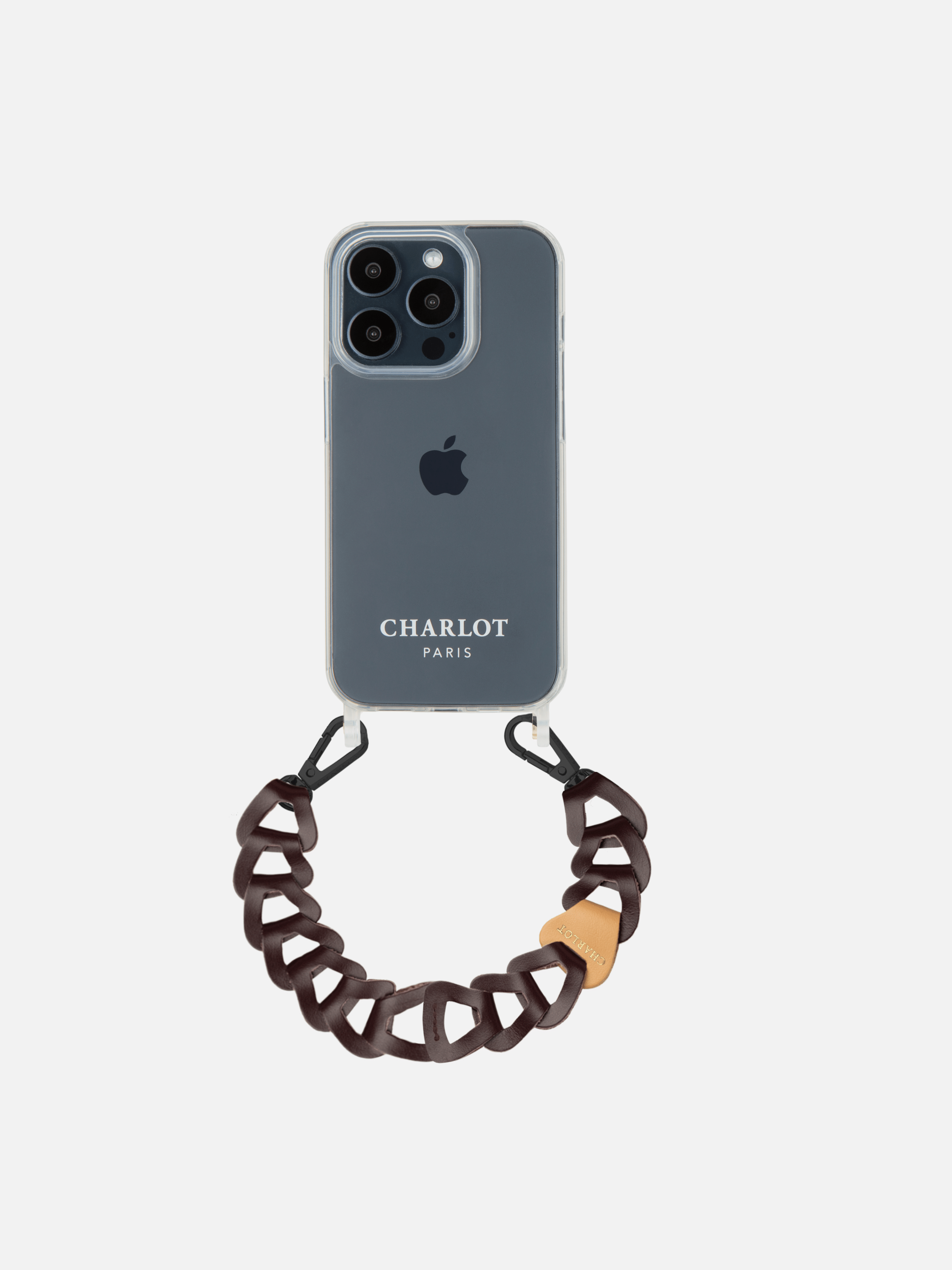 Coque Clear + Mel Cuir Court Aubergine