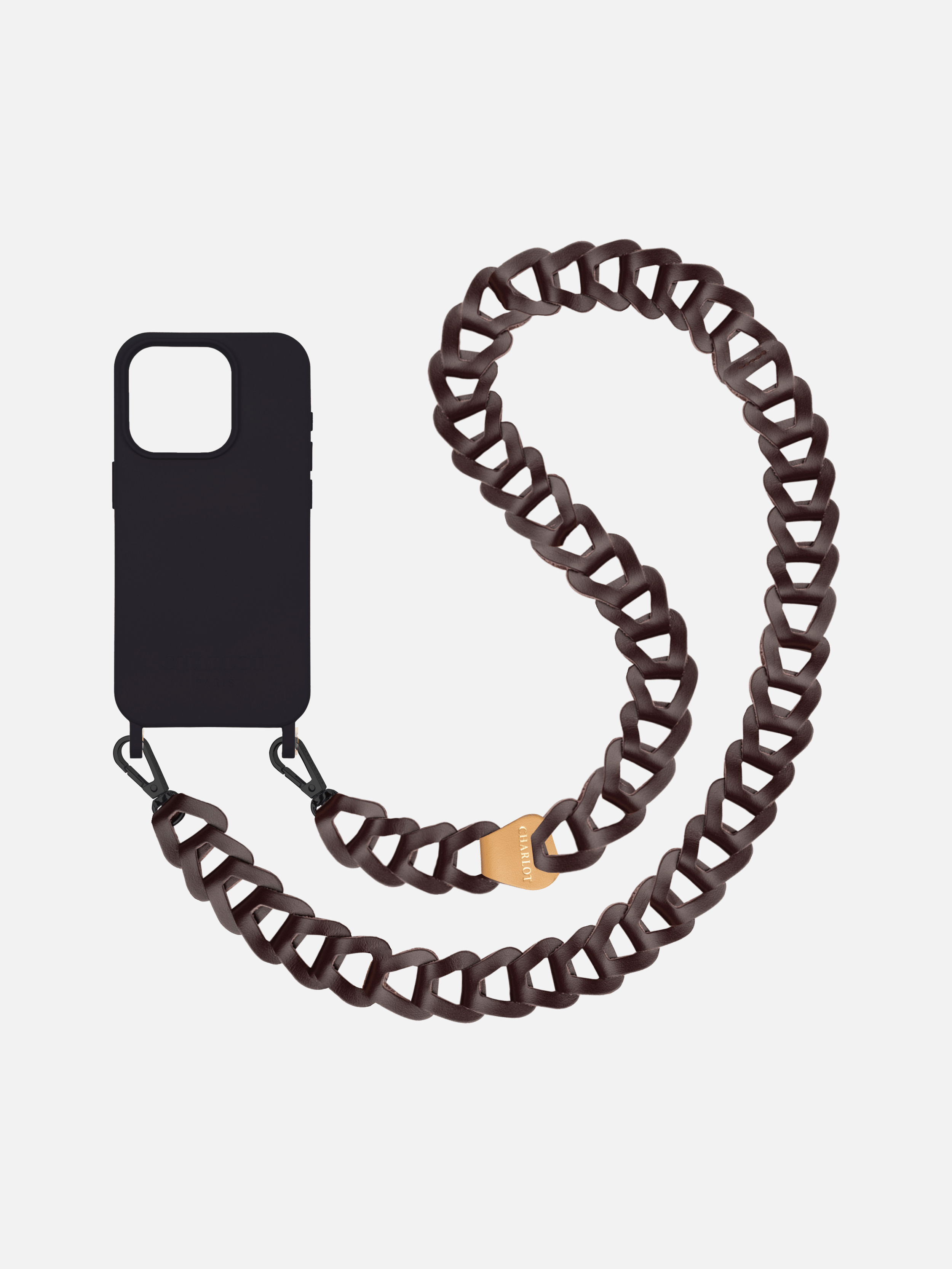 Coque Noir + Mel Cuir Long Aubergine