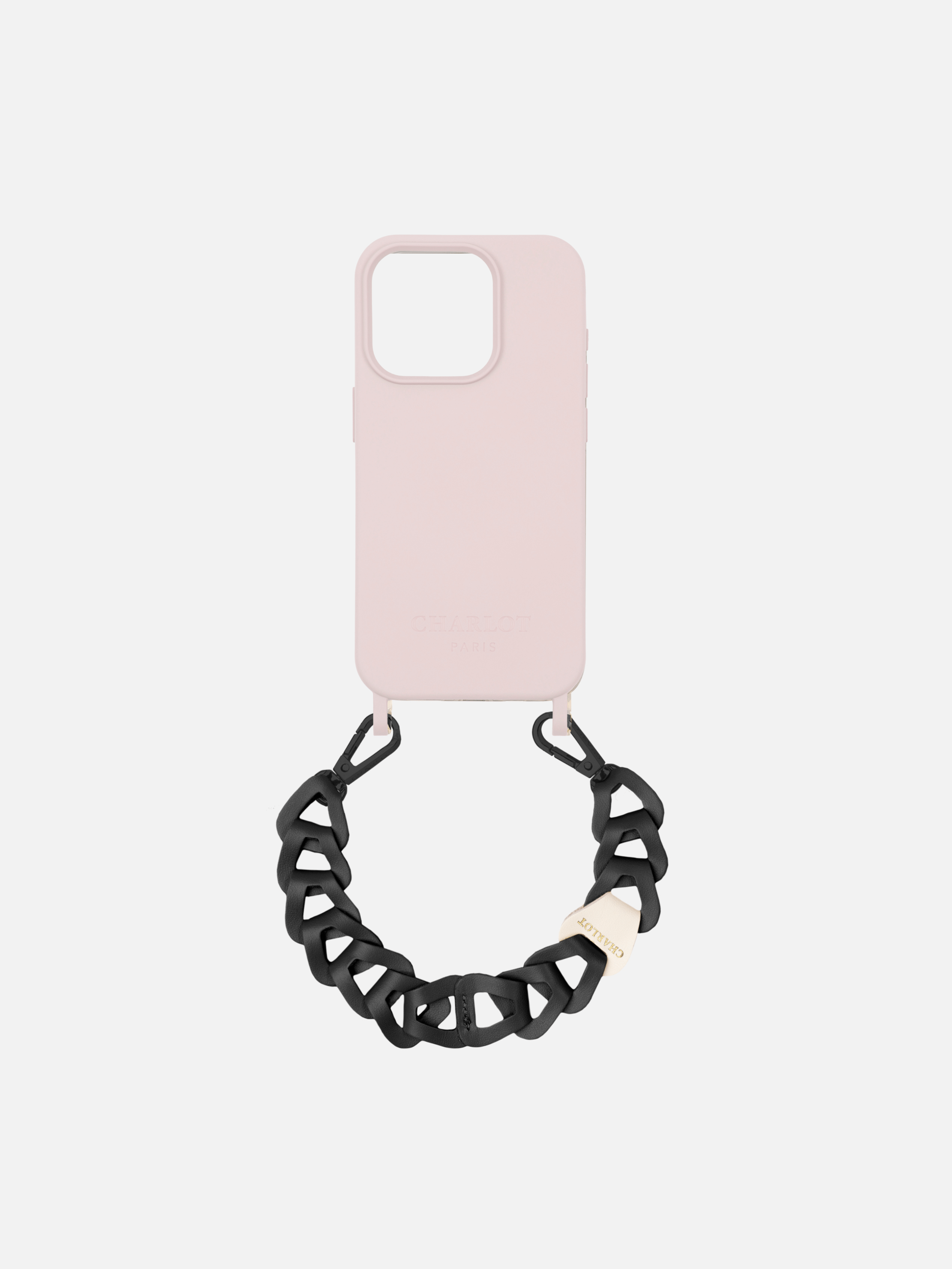 Coque Powder Pink + Mel Cuir Court Noir