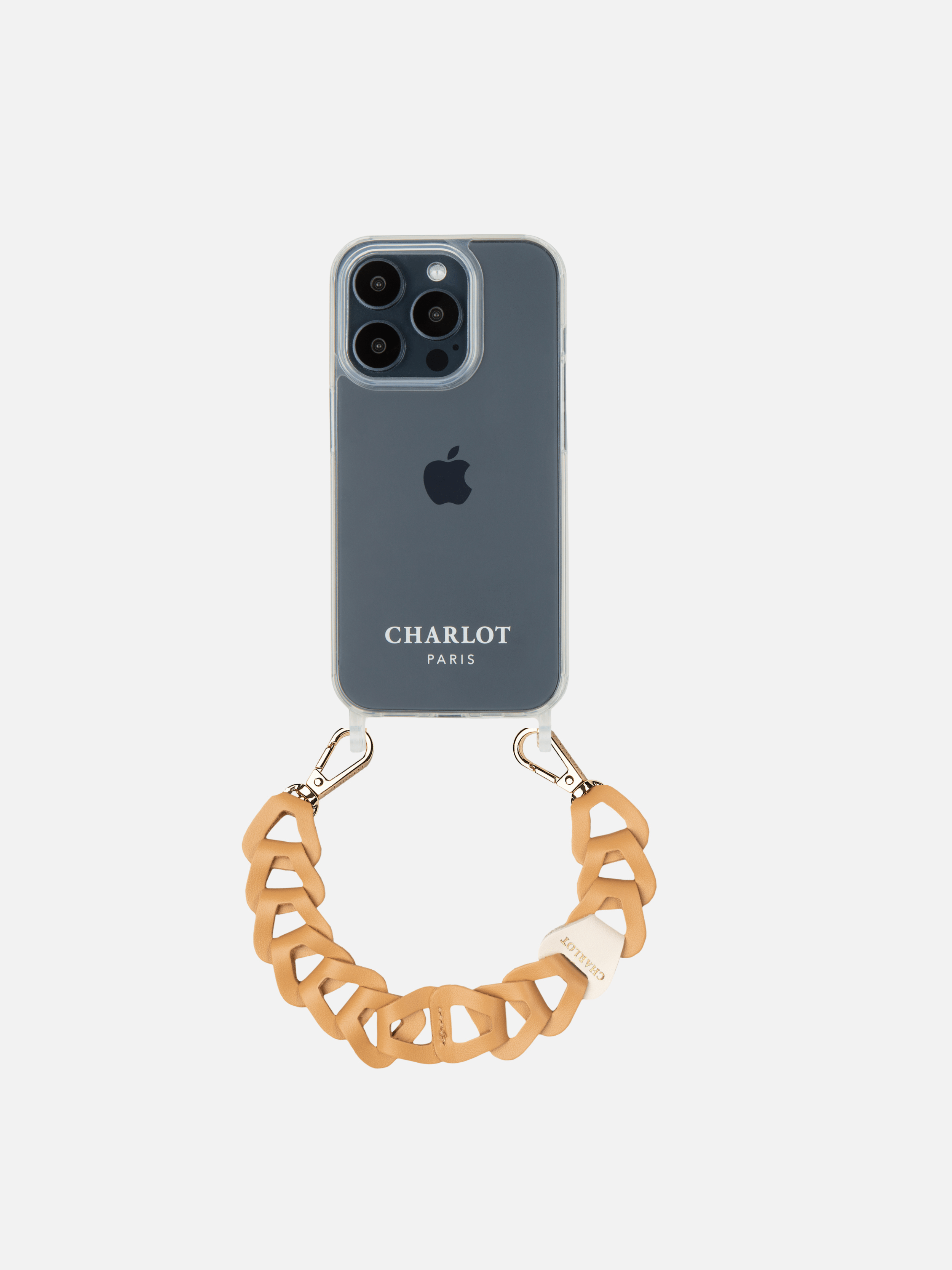 Coque Clear + Mel Cuir Court Camel