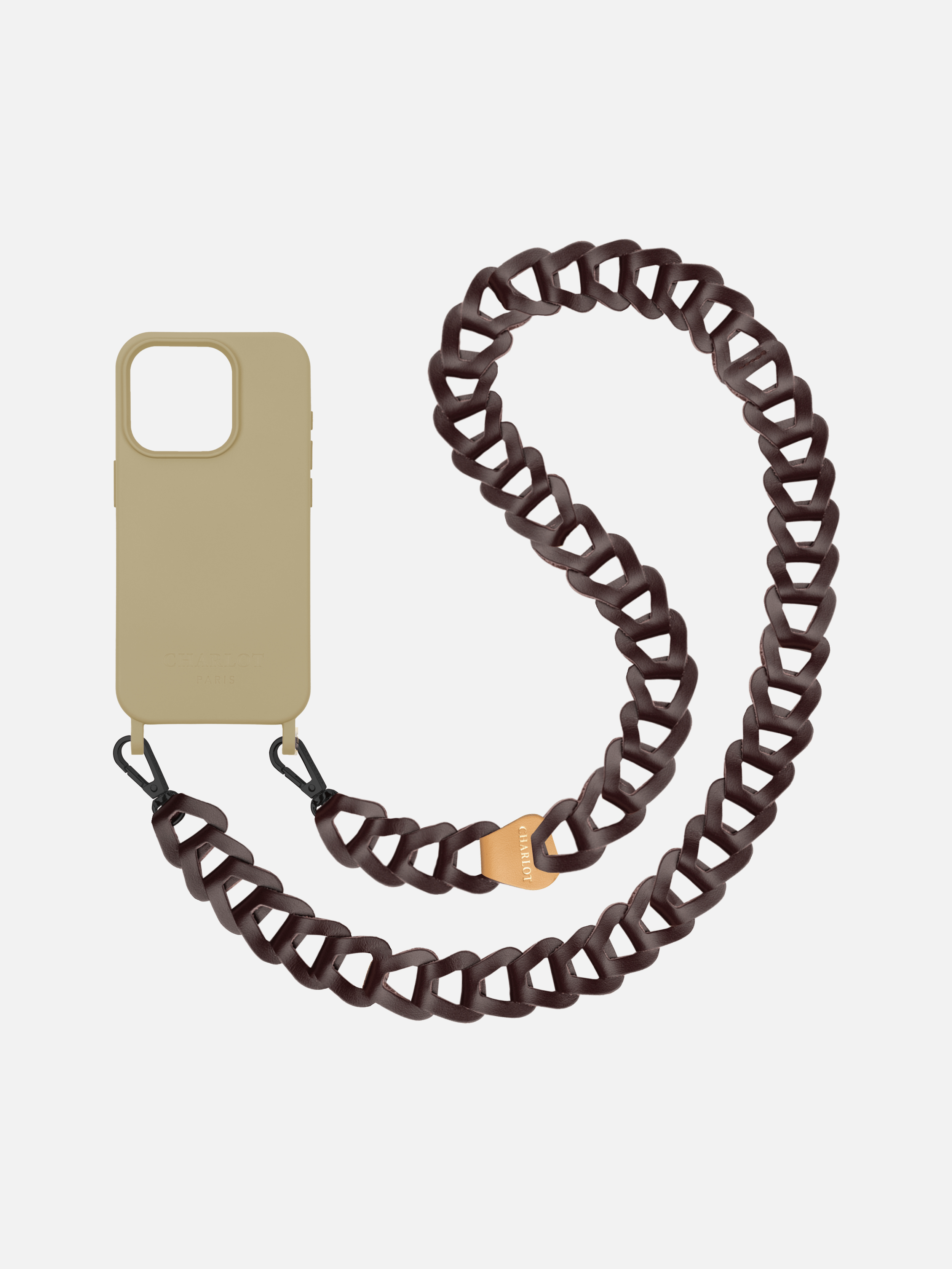 Coque Taupe + Mel Cuir Long Aubergine