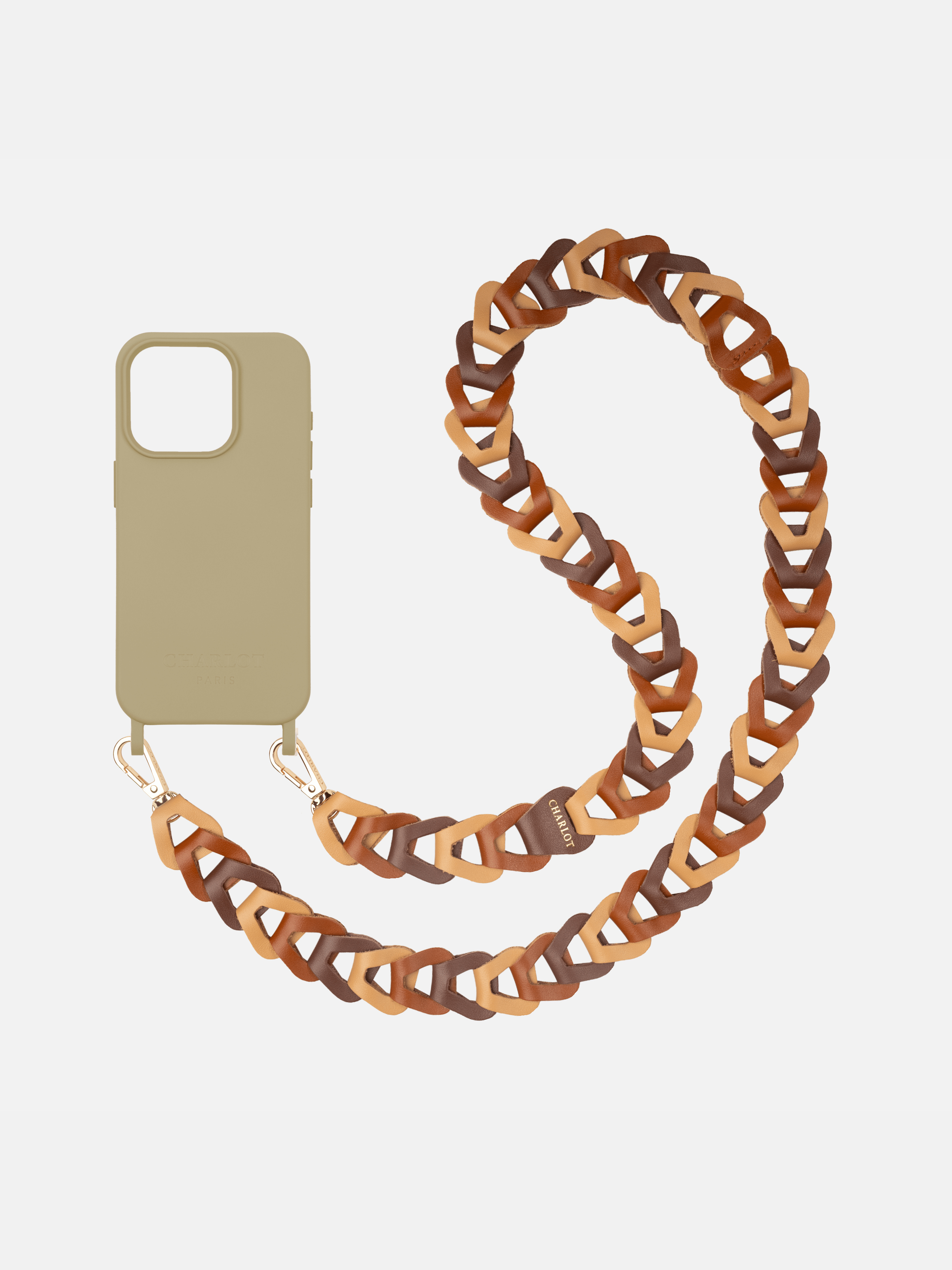 Taupe Shell + Mel Long Cinnamon Leather