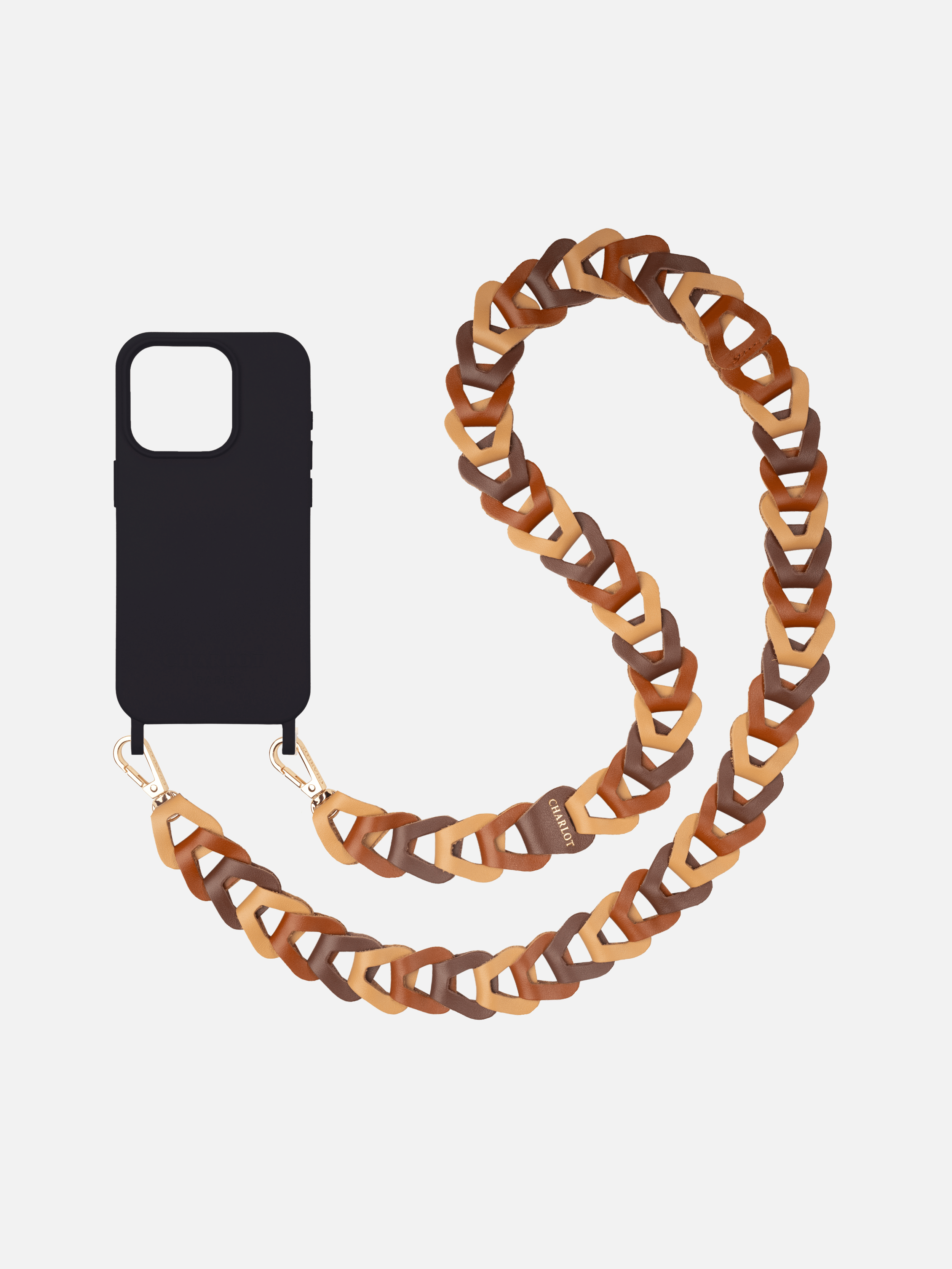 Black Shell + Mel Long Cinnamon Leather