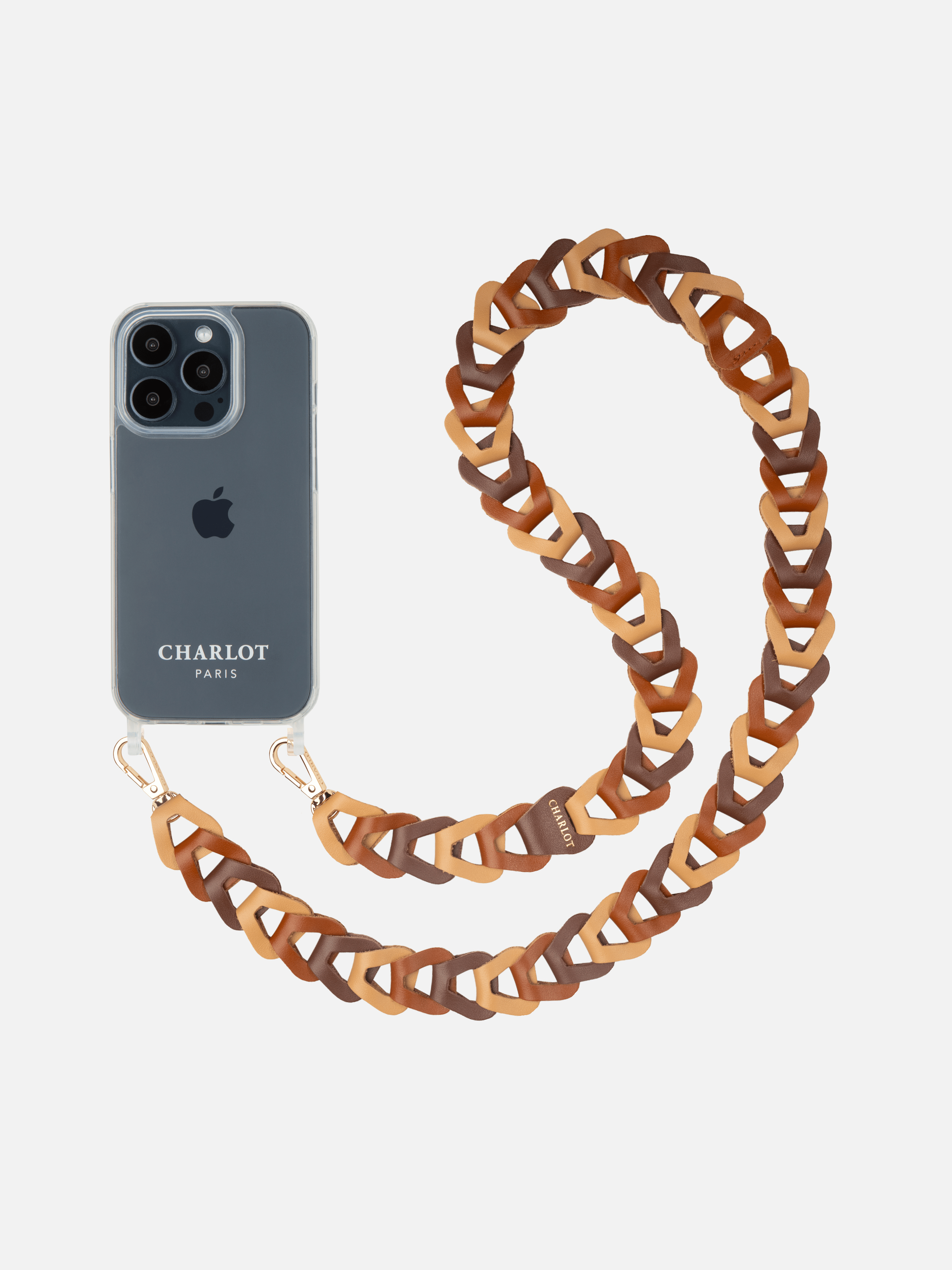 Coque Clear + Mel Cuir Long Cannelle