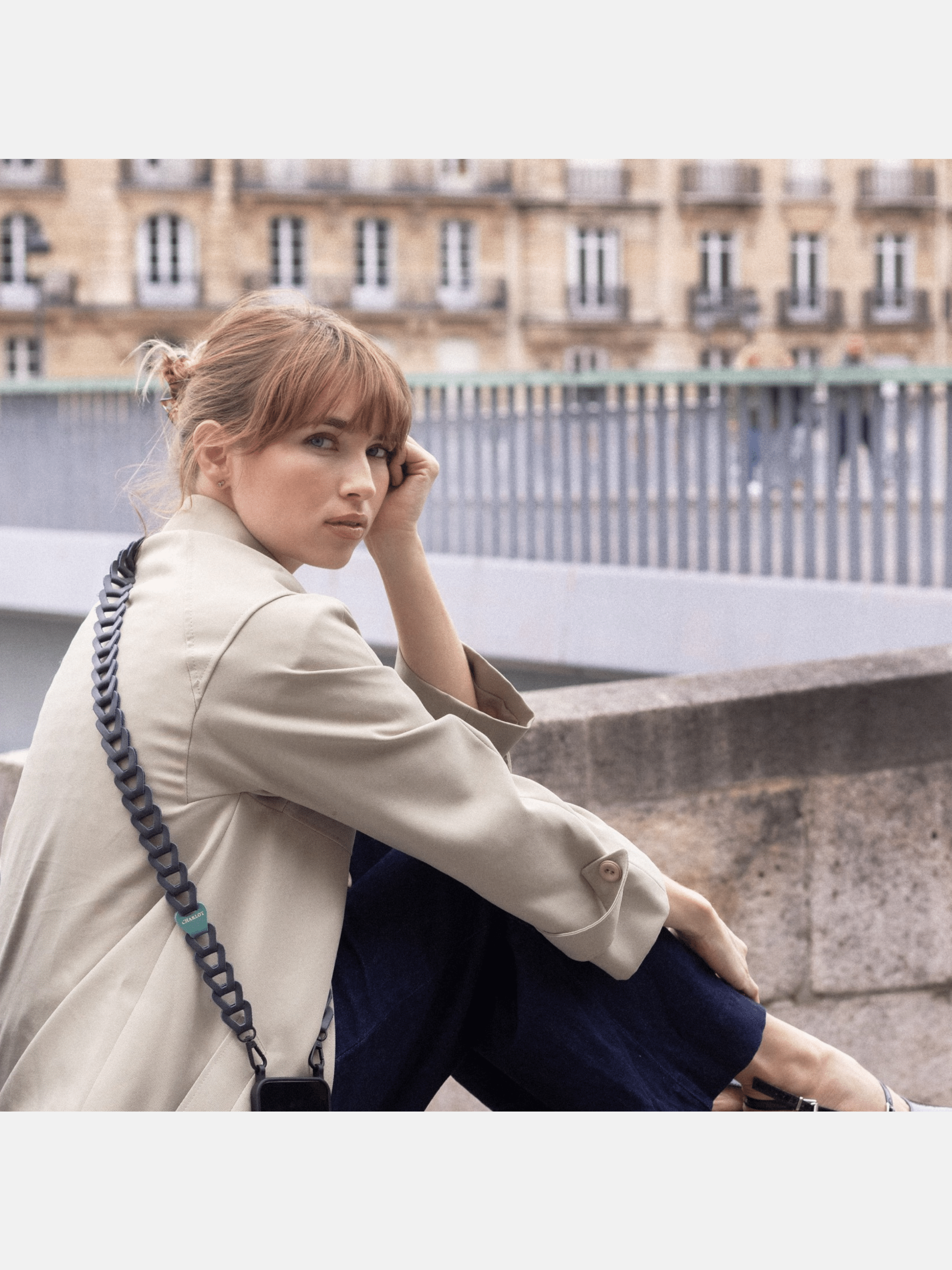 Custodia blu navy + custodia lunga in pelle blu notte