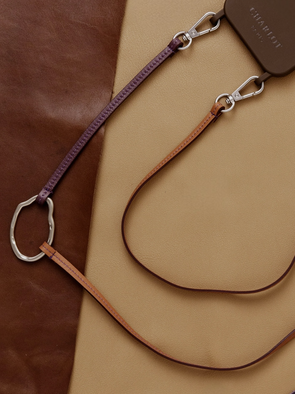 Coque Clear + Chaîne Cuir Dalia Cognac